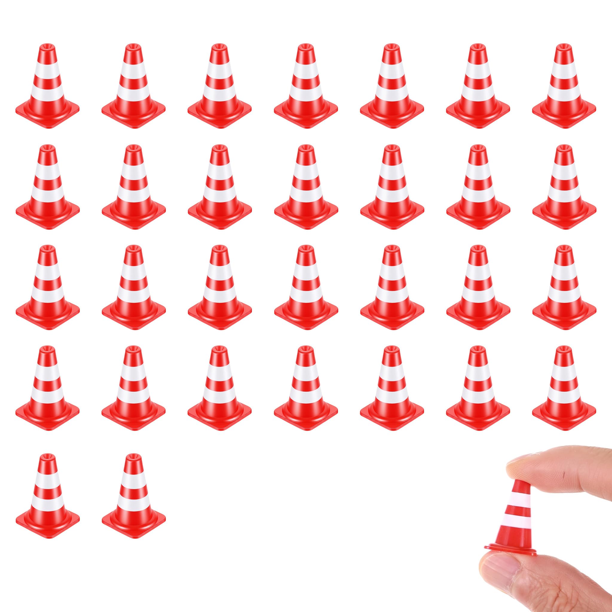 30 Pcs Cones,ABS Plastic Mini Traffic Cones,Small Construction Cone Caution Signs,Tiny Simulation Miniature Road Cone Roadblock Ornament for Toys,Micro Landscape,Model Scene and Diy Traffics Play