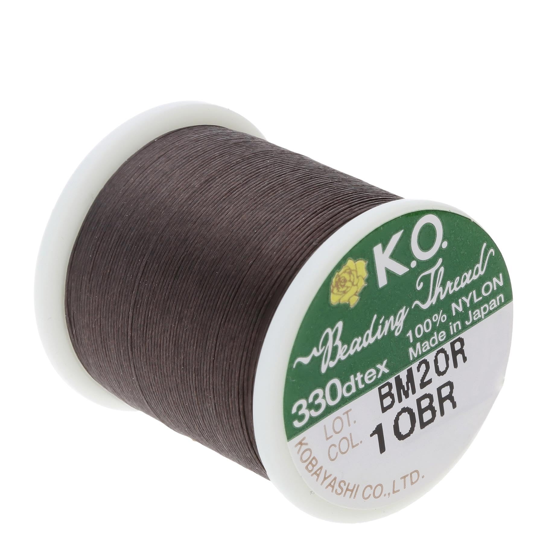 Ko, filo di nylon per perline, colore marrone scuro, pre-cerato giapponese, 100% nylon, 330TEX, resistente ai grovigli, 50 metri, confezione da 12, utilizzo per progetti di perline di seme, lavori su