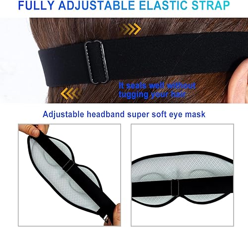 Miniatura 5 de Máscara para dormir 3D, 100% opaca 3D contorneada, máscara de dormir cómoda y súper suave con correas ajustables para mujeres, hombres, dormir y