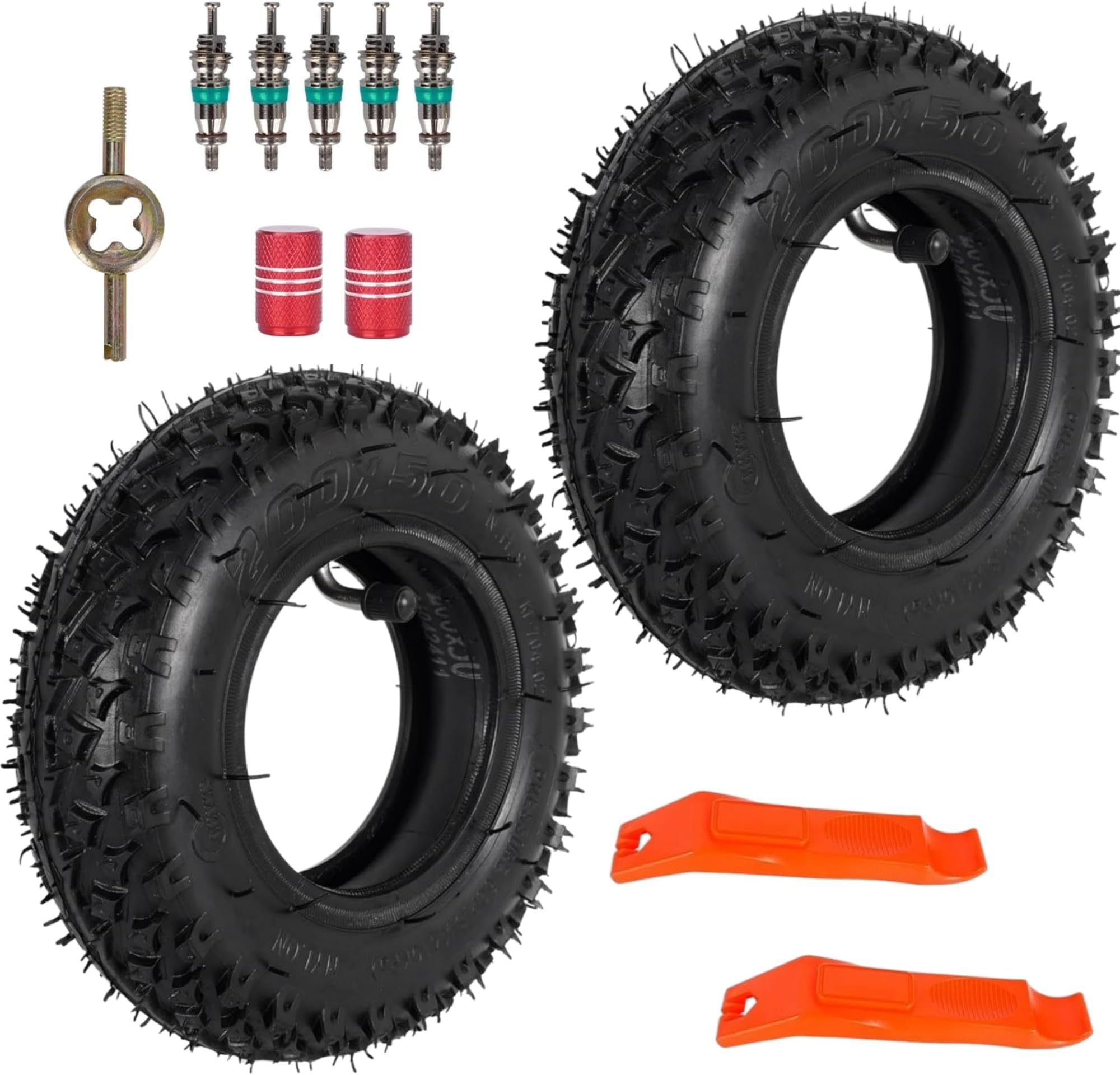 2 Sets 200 x 50 (8 x 2 Inch) Dirt Scooter Knobby Tyres & Inner Tube 8 x 2 Off-Road Tyres for Razor Pro RDS Dune Buggy Pneumatic Tyre