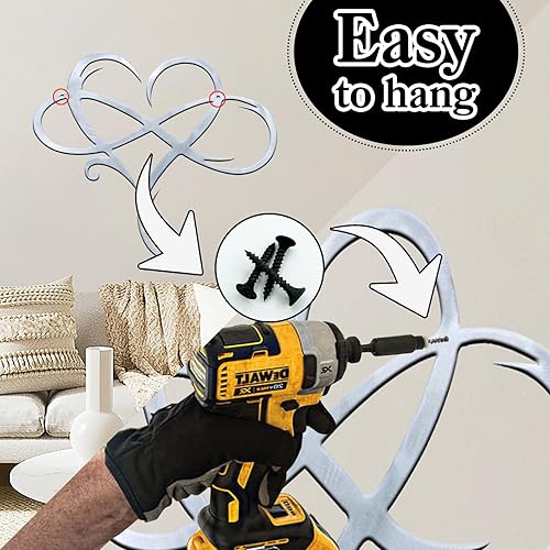 Miniatura 5 de MayLove-US Decoración de pared de metal con corazón infinito, decoración única de pared de corazón infinito, placa de amor, arte geométrico de