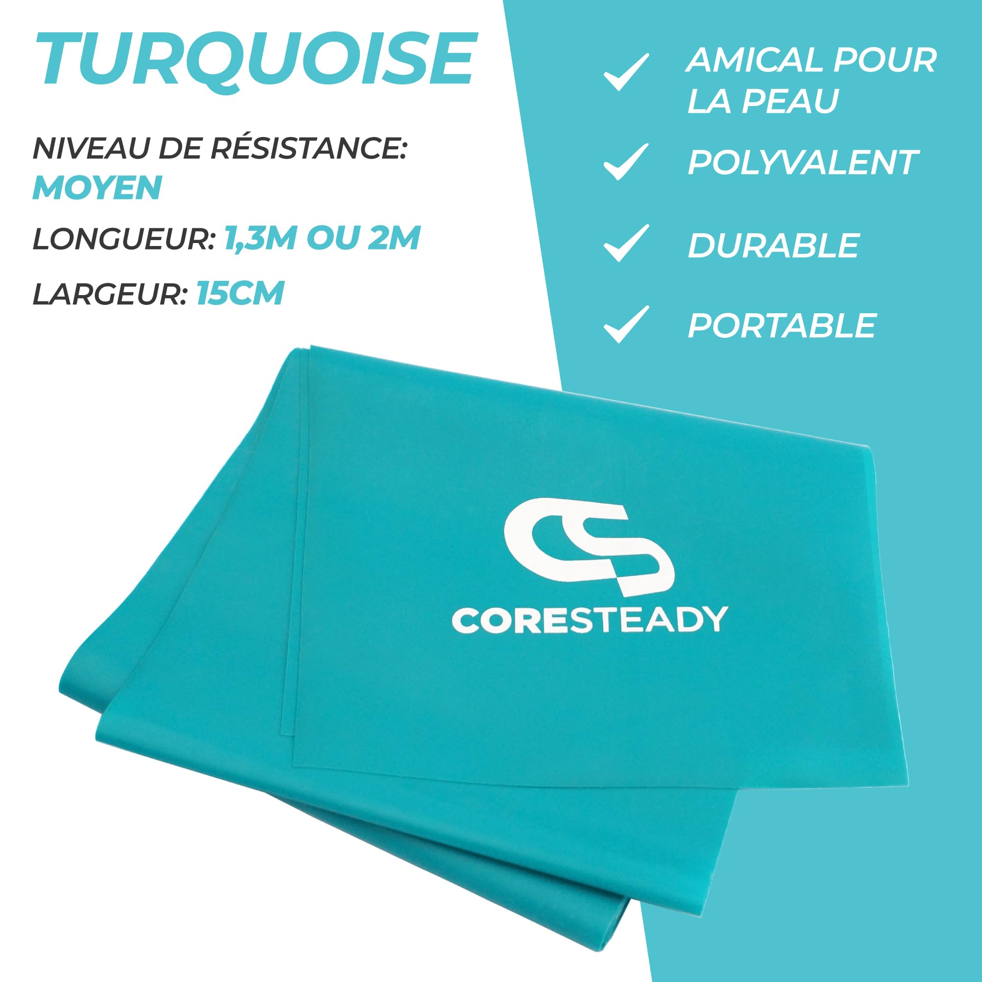 Coresteady Bande Élastique Musculation Physiothérapie Fitness Pilates Yoga Rééducation