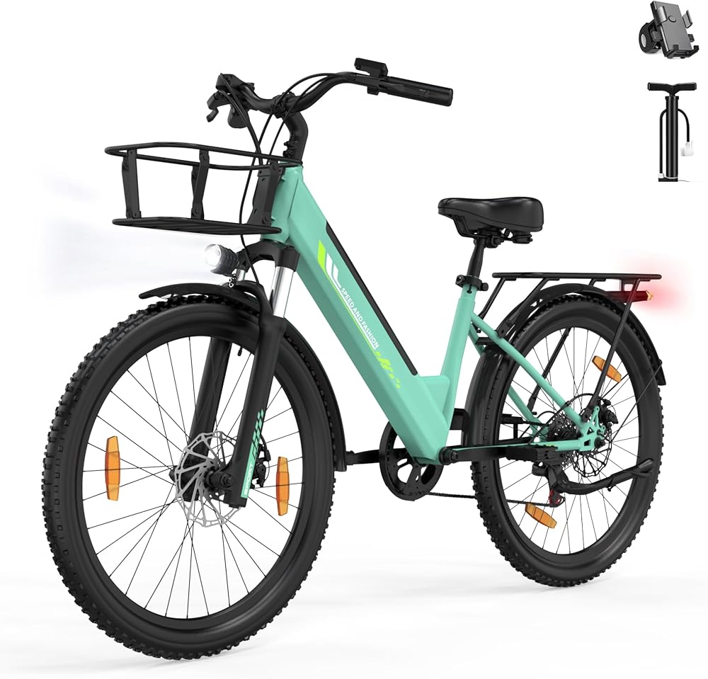 Vélo Électrique, 26" vélo électrique Urbain avec 36V 13Ah Batterie Amovible, Vélo de Ville électrique 250W, 7 Vitesses, E-Bike Urbain pour Adulte