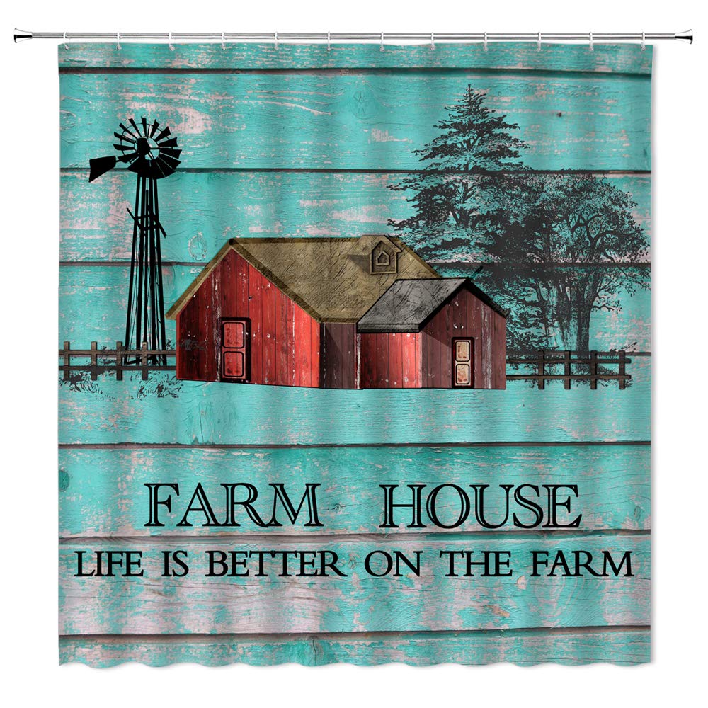 Lot De 4 Rideaux De Douche Avec Citations Inspirantes - Décoration De Bain Rustique En Bois Gris