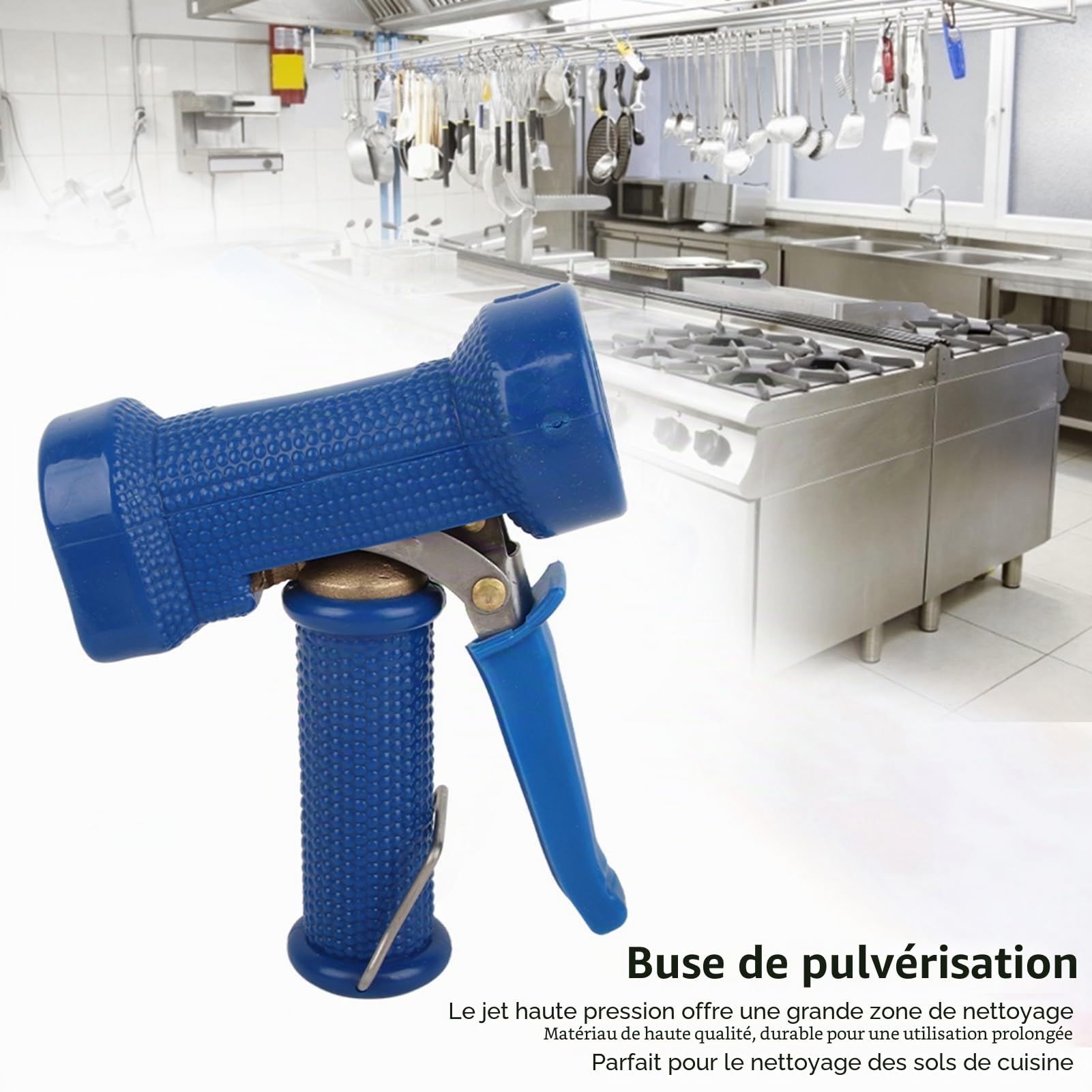 Pulvérisateur de Tête de Pulvérisation de Nettoyage de Cuisine de Buse de Pulvérisation à Haute Pression, Nettoyage de Grande (Pistolet à soufflet C bleu (dents internes 4)