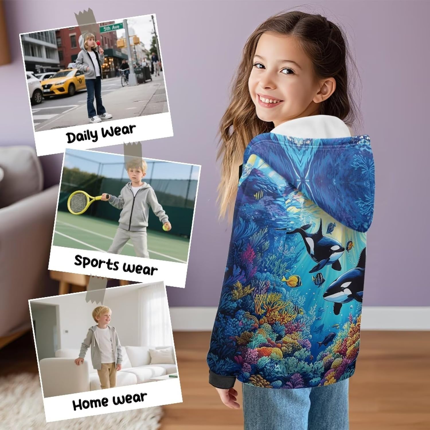Xpyiqun Sweatshirt for Girls 6-16 Years Lightweight Zip Up Hoodies Fleece Lined Jackets Kids Winter Hooded Coat