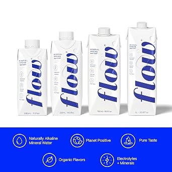 Flow Alkaline Spring Water, 100% Naturally Alkaline,1L (Pack of 6)