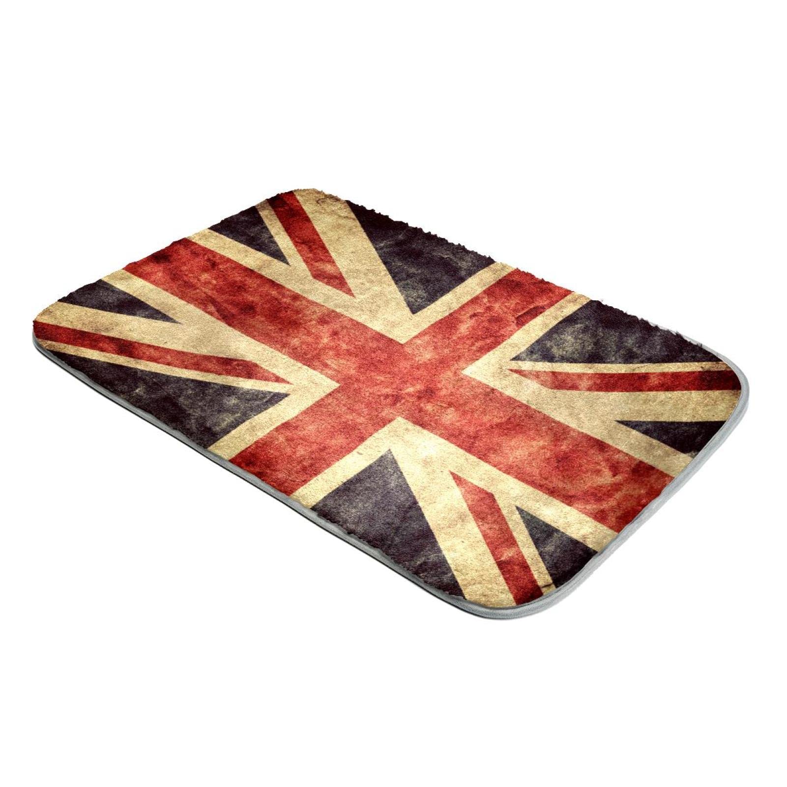 Tapis à poils longs ultra doux fausse fourrure drapeau britannique vintage salon