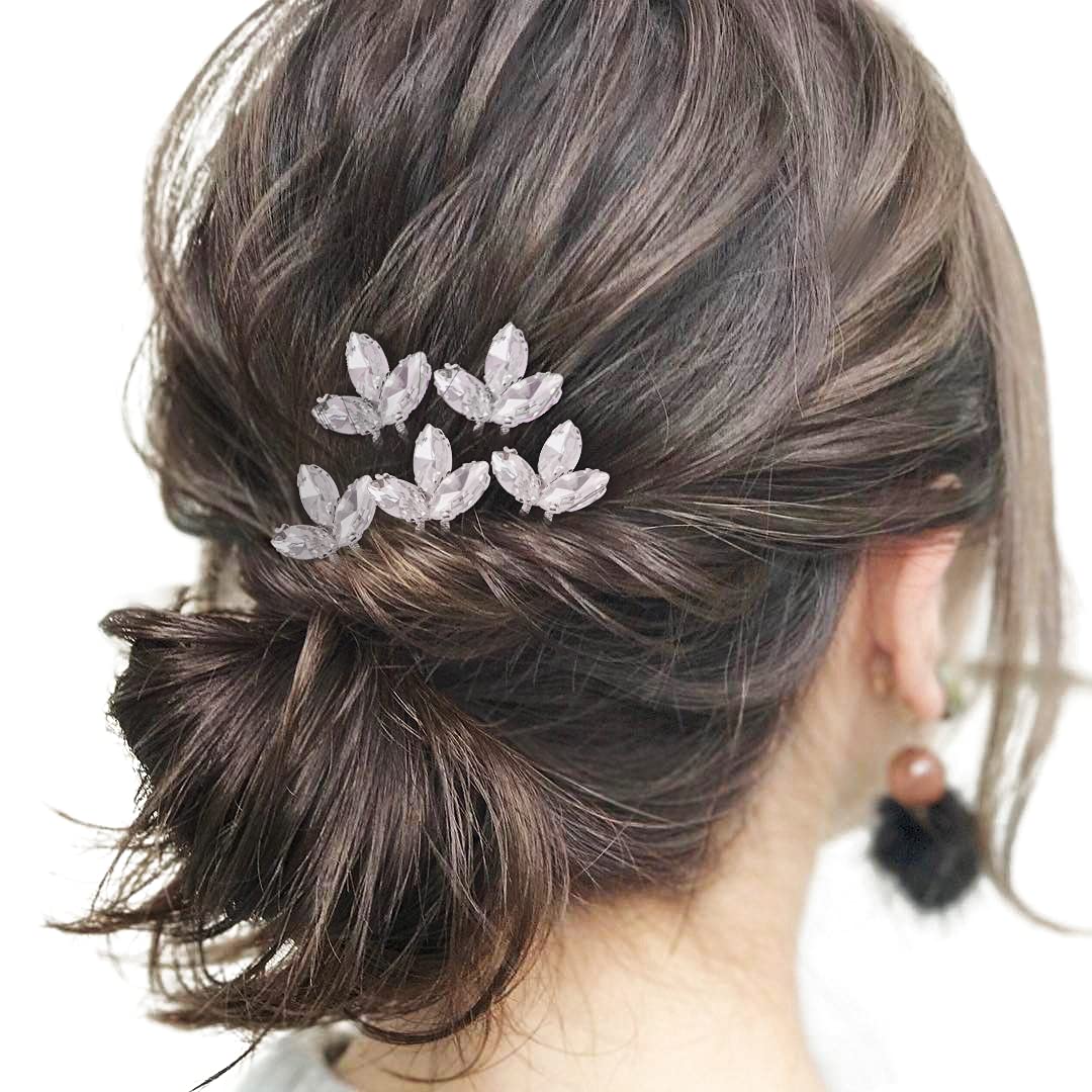 Wedding Hair Pins for Bride, 5PCS Wedding Hair Pins Silvers with Rhinestone Hair Accessories for Wedding (Silver Clear) : Beauty & Personal Care