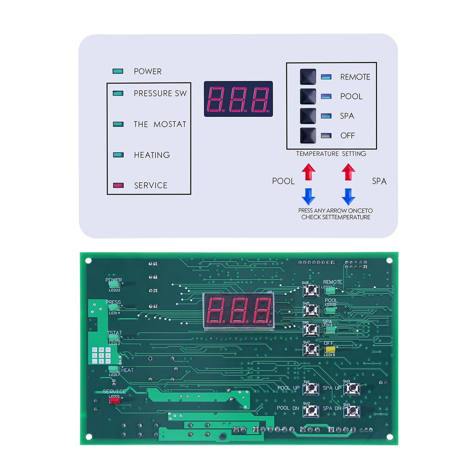Placa de repuesto con regulador de temperatura digital, pantalla LCD para calentadores de piscina o spa LN TSI200 250 Series Regulador digital para piscinas
