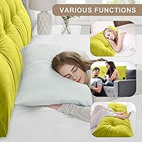 Vista 13 de Large Triangular Headboard Pillows Long Backrest Positioning Support Bolster Cushion for Daybed Fluffy Quality Plush Body Wedge Pillow with Pink