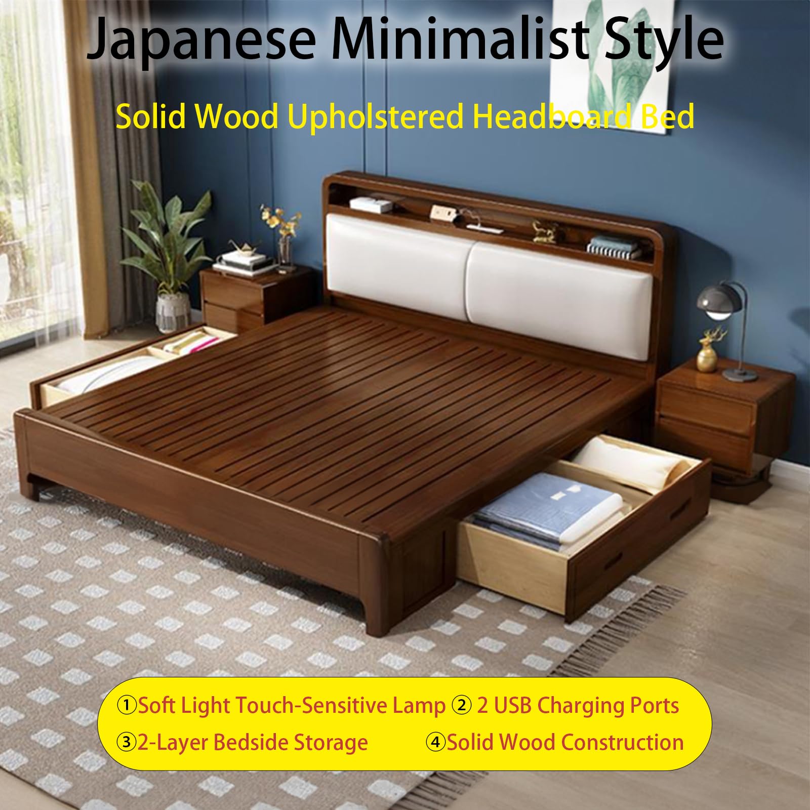 ベッド/マットレス Wooden bed with mattress