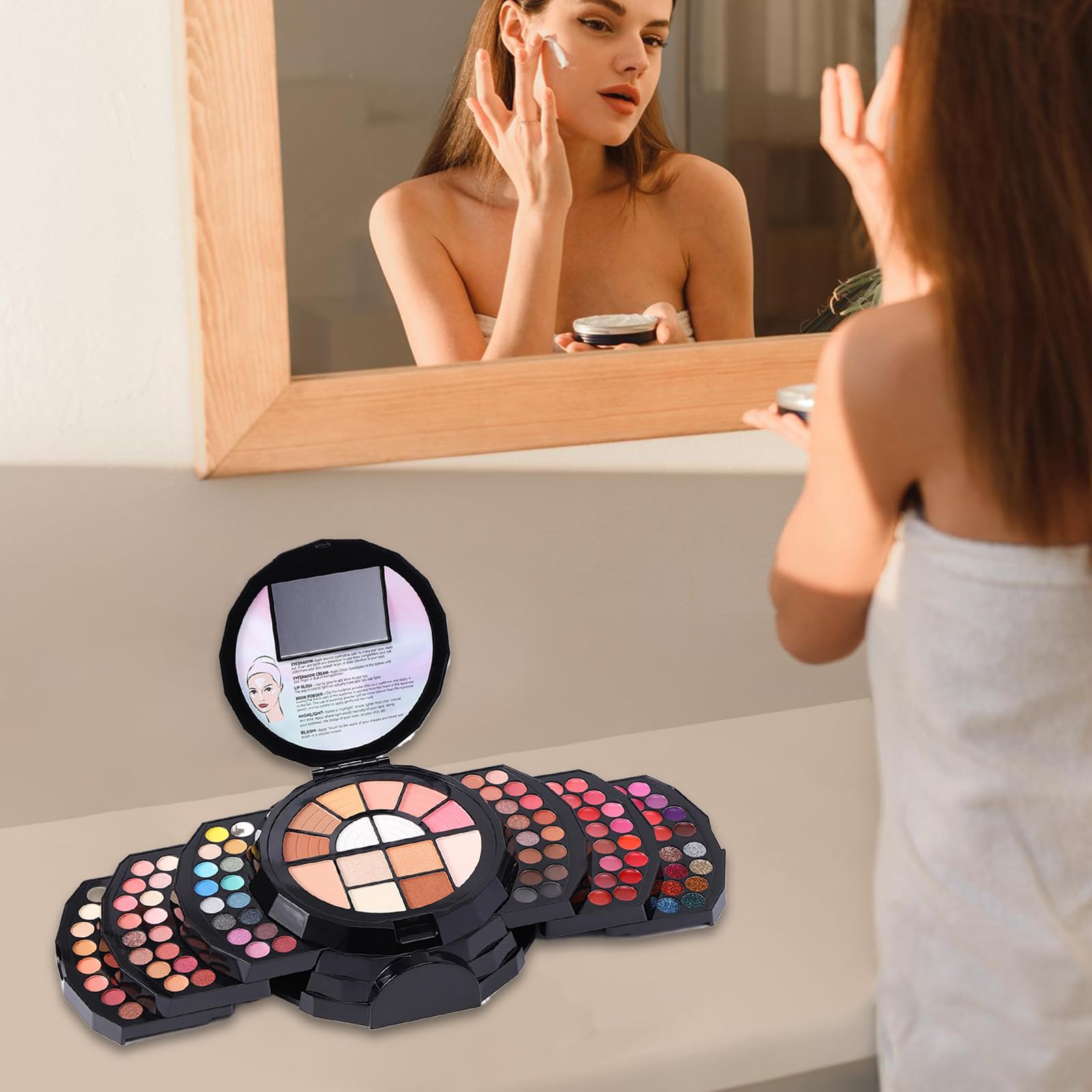 Kit de maquillage pour débutant, kit de maquillage complet | Maquillage débutant 110 couleurs - Ensembles de mélangeables, palette cosmétique avec miroir