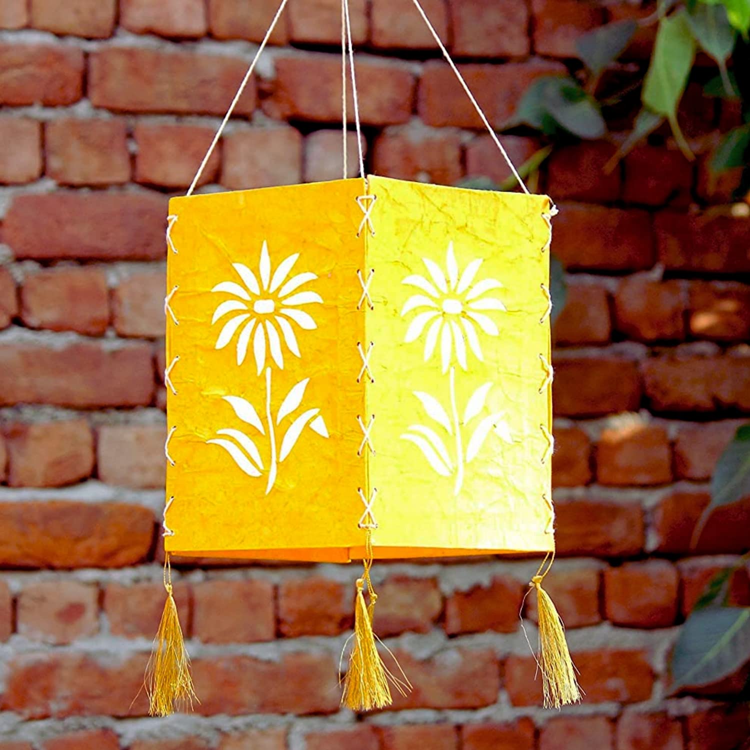 Handmade Paper Lantern - Yellow Tree Design -2 Handmade Paper Lantern - Yellow Tree Design -2