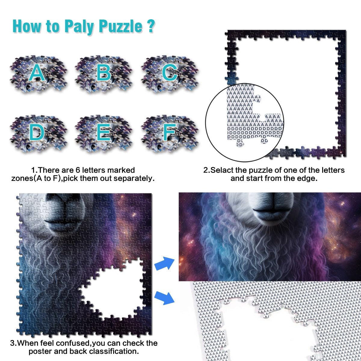 Puzzle da 2000 pezzi per adulti Galaxy Animal Alpaca Cartoon Puzzle grande 70 x 100 cm per adolescenti dai 14 anni in su