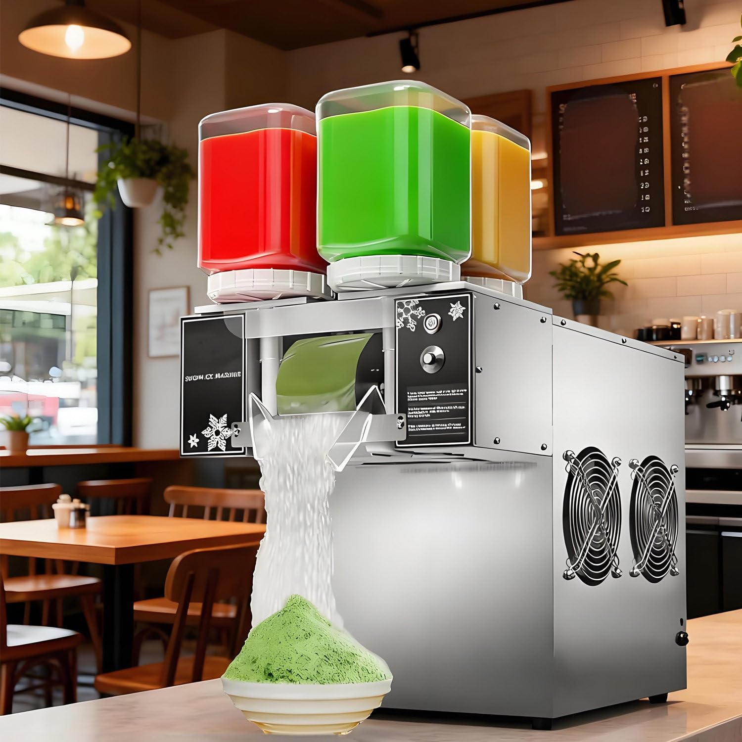CelyToe Multi-Scene Snowflake Ice Machine, Commercial Ice Crusher & Shaved Ice Maker, Compatible with Beer Juice Milk Smoothies, Perfect for Parties Restaurants Milktea Shops 220V-124FD