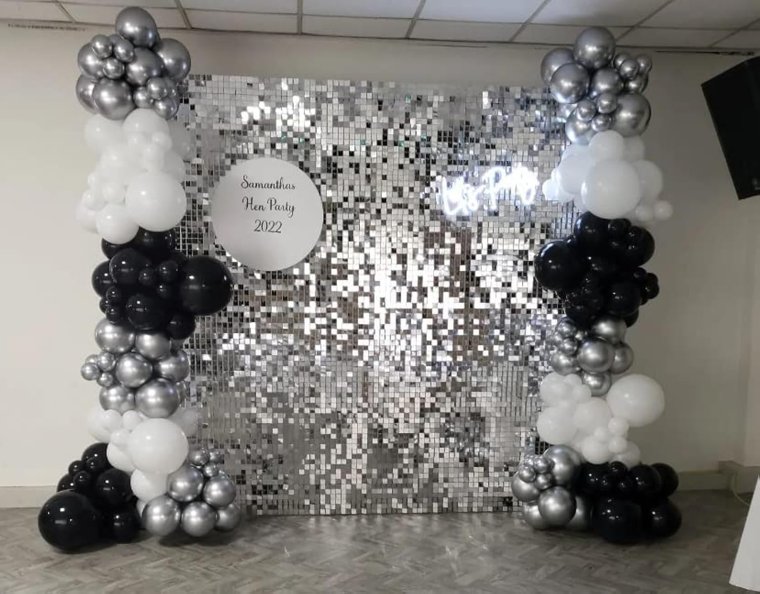 Shimmer Wall Backdrop - 24pcs Decorations Panel | Wedding, Birthday, Anniversary, Engagement & Bridal Shower Party Decor Panel (Black) — Amazon image 8