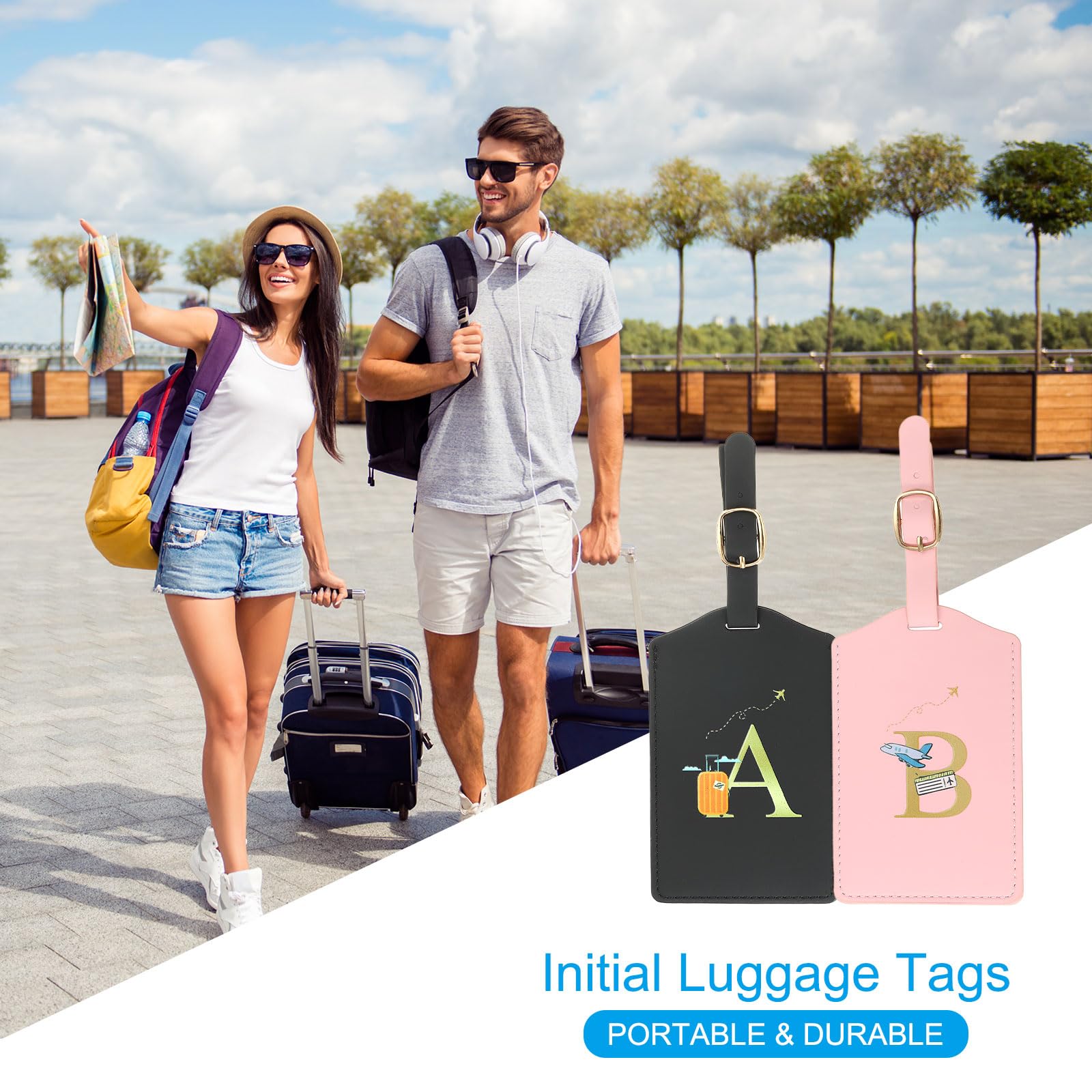 étiquette Bagage Avion 3 Étiquettes Valise En Cuir PU - Identification Bagage - Protection Vie Privée - Voyage Avion étiquette Protection Vie Privée