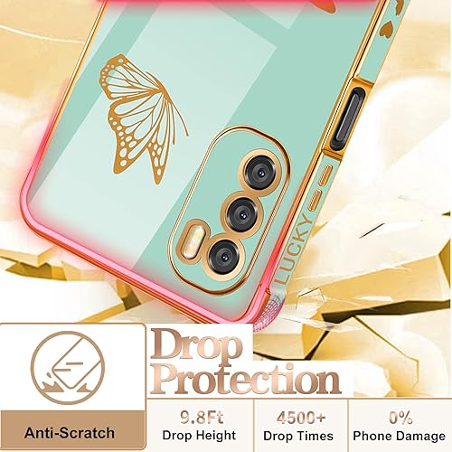 Miniatura 4 de Coralogo Funda para Moto G Stylus 5G 2022 (no compatible con 4G) con diseño de mariposas doradas con pantalla para Motorola G Stylus 5G 2022 6.8