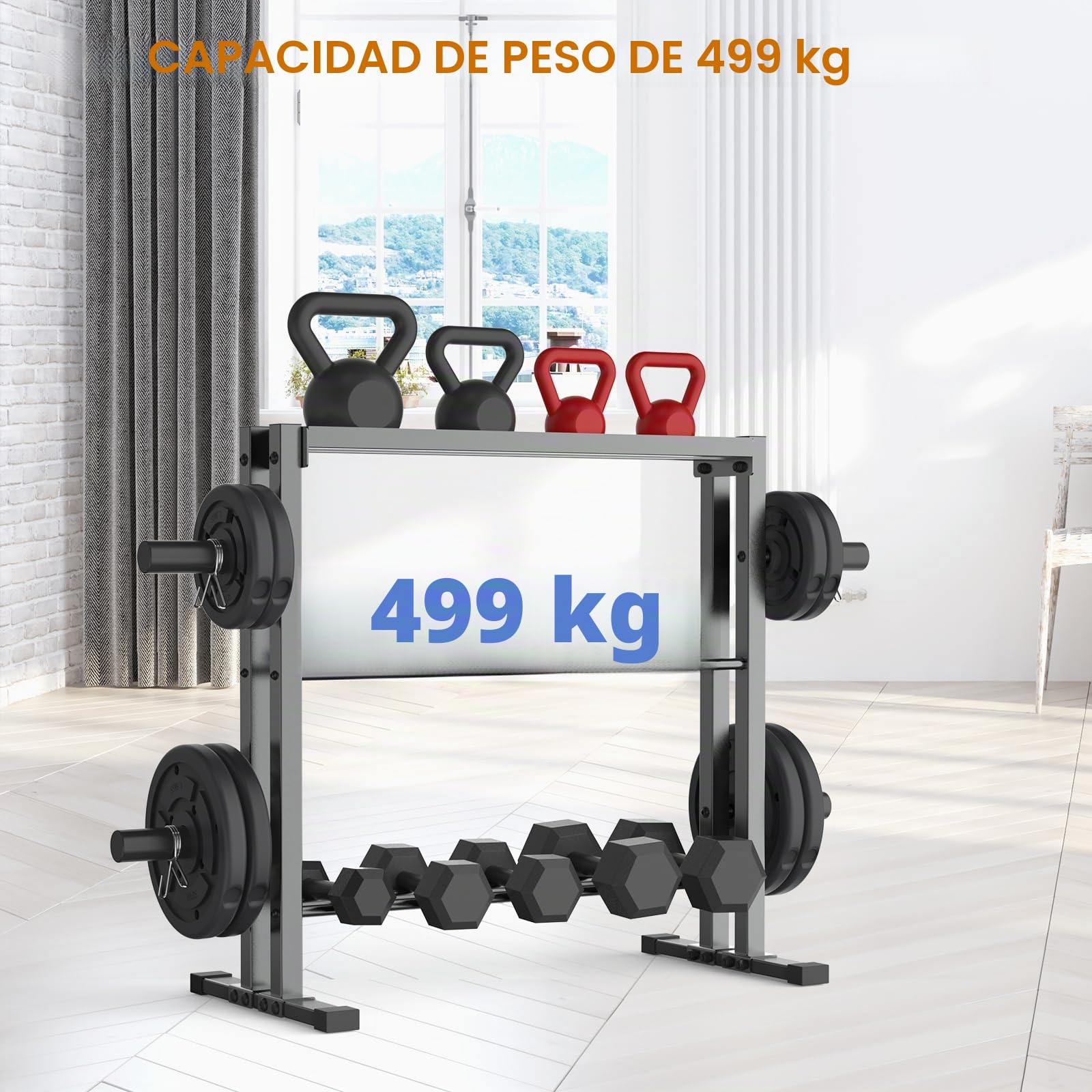 WINNOW - Estante para mancuernas de 3 niveles, para gimnasio en casa, almacenamiento de pesas para mancuernas, pesas rusas y placas de pesas