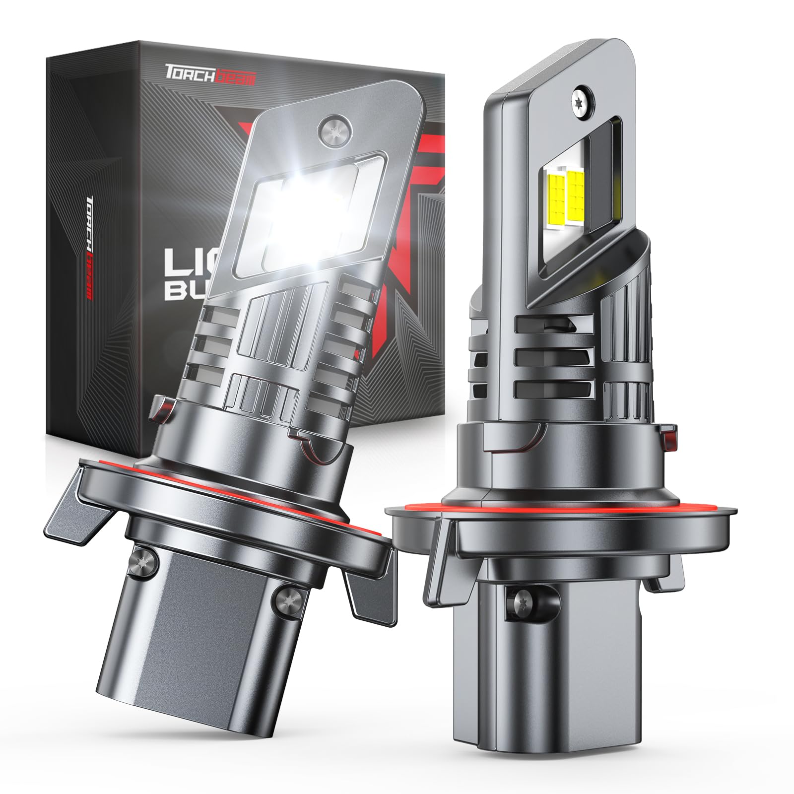 Torchbeam T1S H13 LED Light Bulb, 2026 Upgrade Tech, 75000LM 6500K White, 2-Pack
