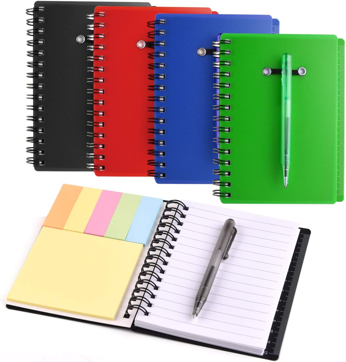 CHOOXIAO 2PCS Lined Spiral Pocket Notebook with Pen in
