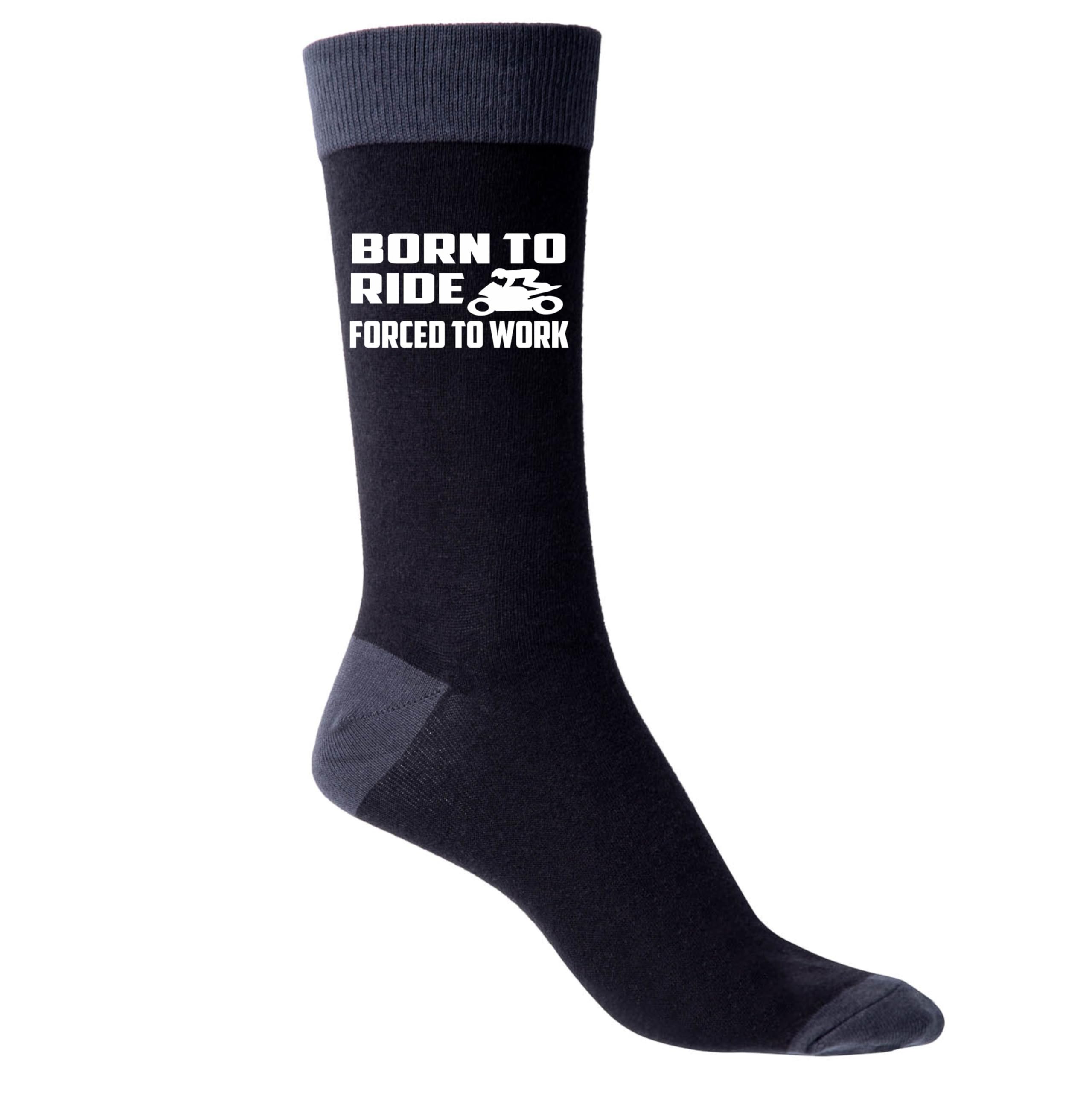 Print4u Men's Black Born To Ride Funny Socks Novelty Bikers Birthday Gift