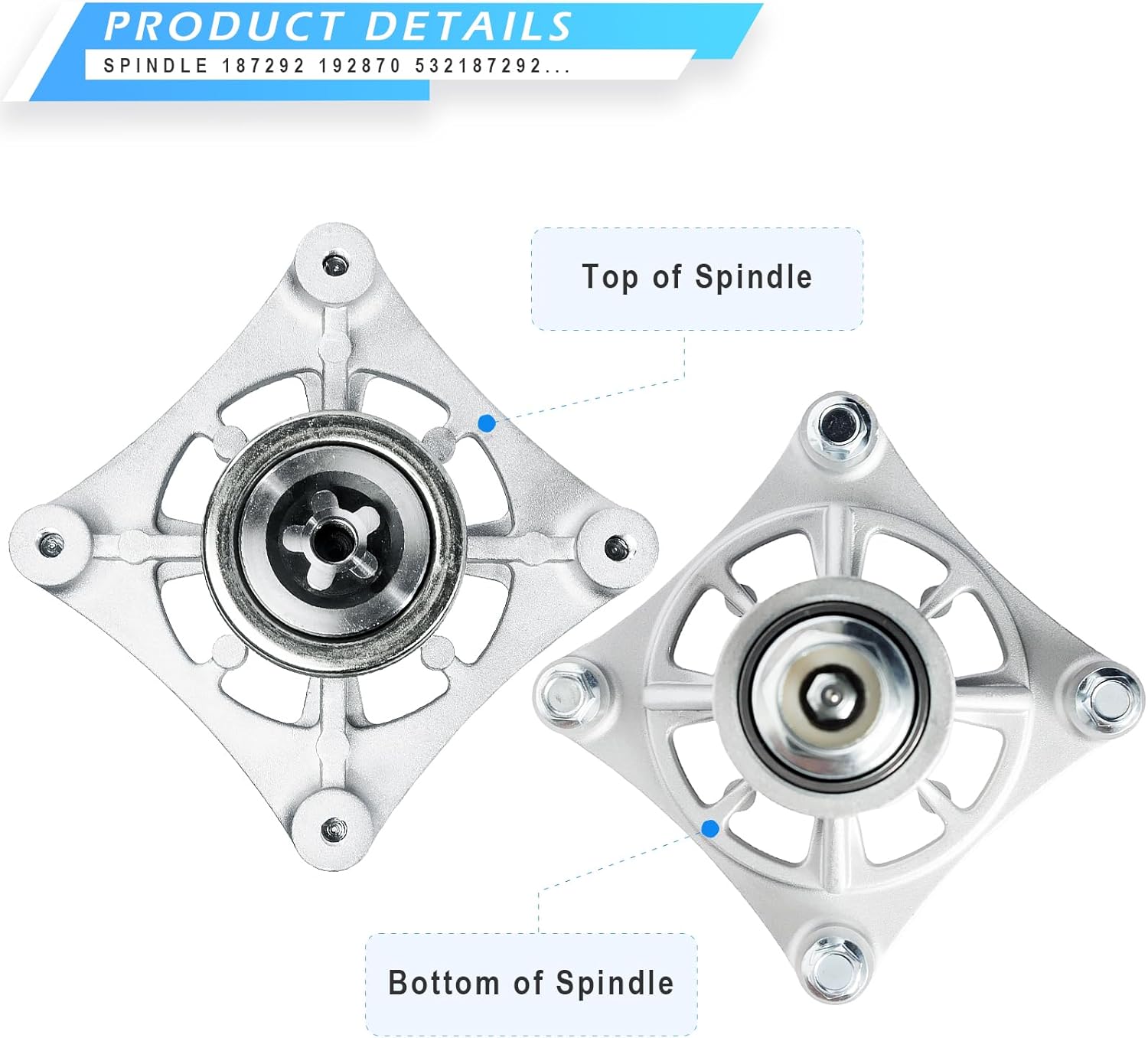 46" Mower Deck Spindle Be lt Kit for Hu sqvarna 2246LS 2346XLS YTH224T YTH20K46, 2 Spindle Assembly 187292 192870，2 Pu lley 195945 with 1 Be lt 21546607