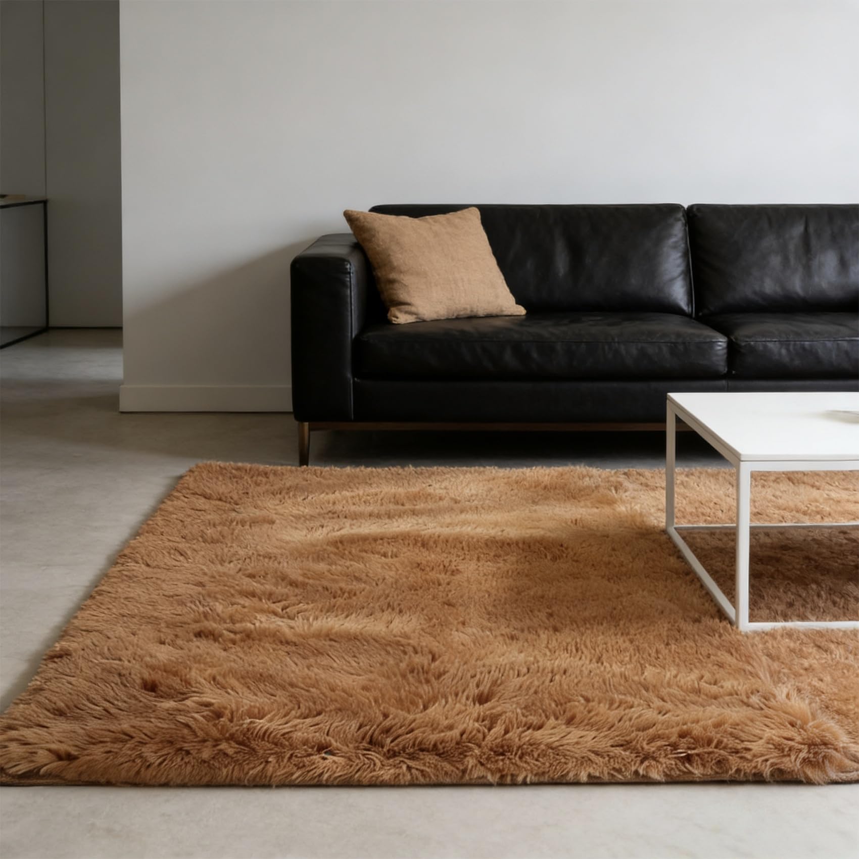Tapis de salon moderne 90x160 moelleux et tapis de chambre marron élégant