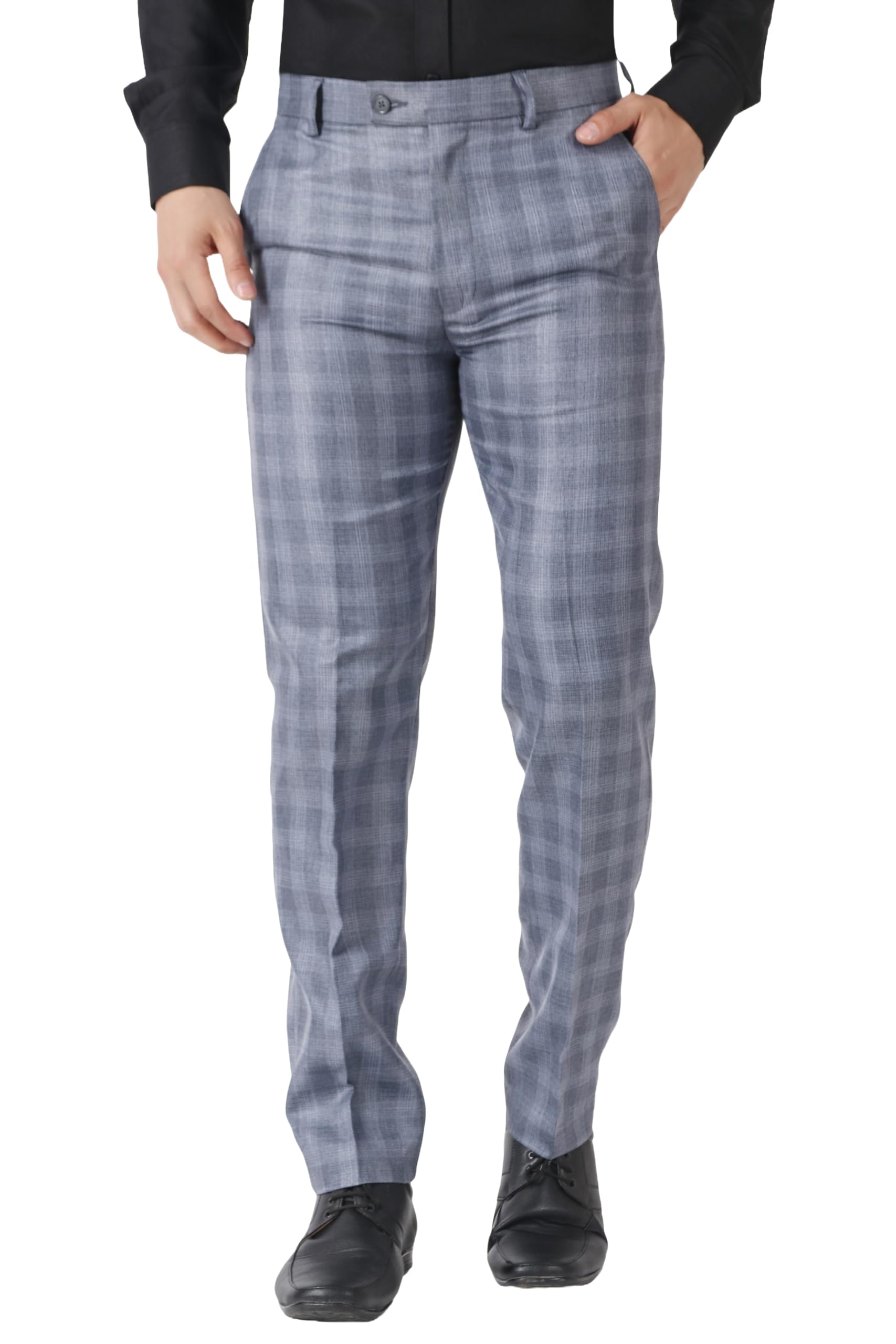 maleno Men's Polycotton Slim Fit Checkered Trouser |Trousers for Office, Party | Men Formal Pant-picture-32
