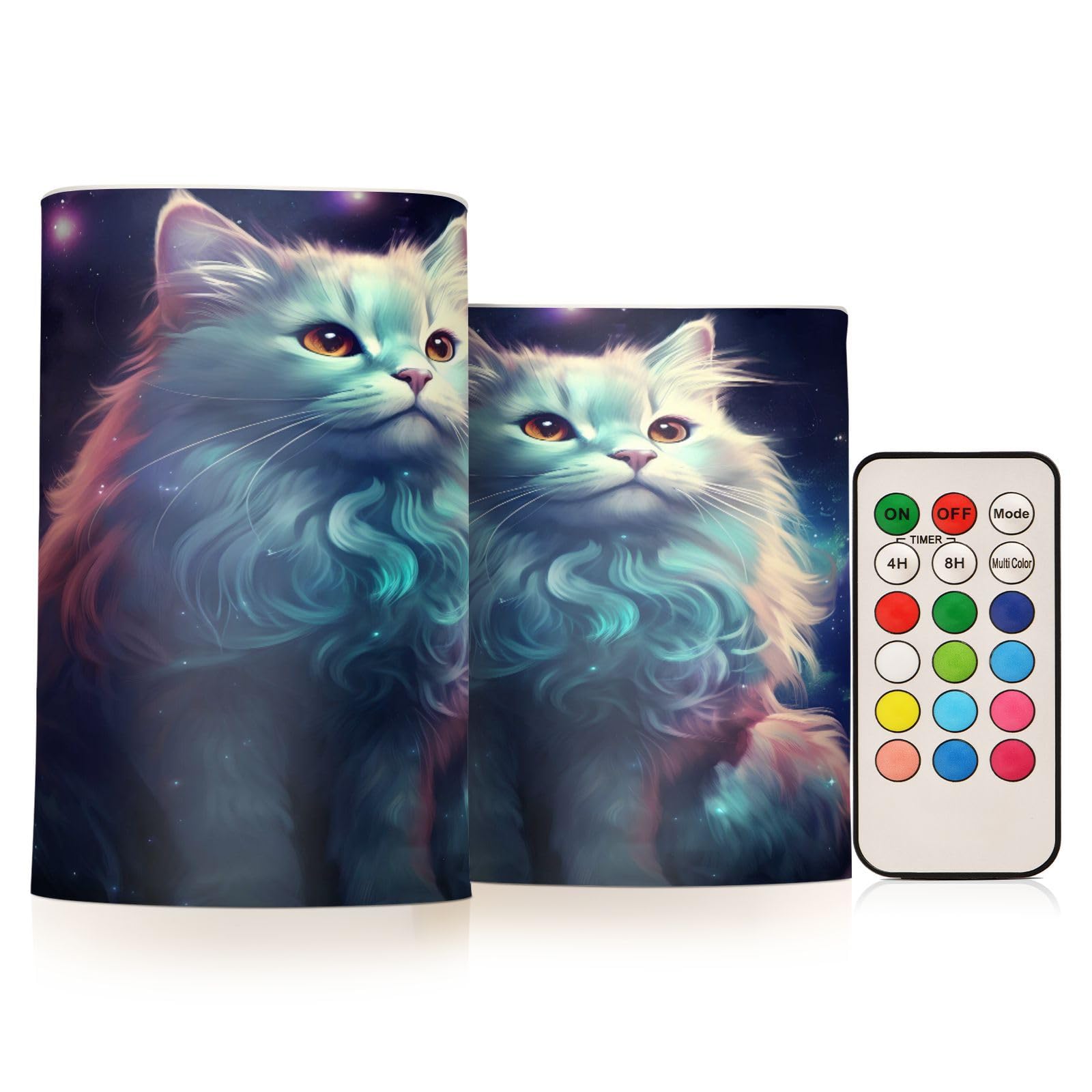 ALAZA Cat (35) Flickering Flameless Candles Battery Operated with Remote Timer,Tea Light Candles LED Pillar Votive Candles Set of 2 for Outdoor Indoor Decorations