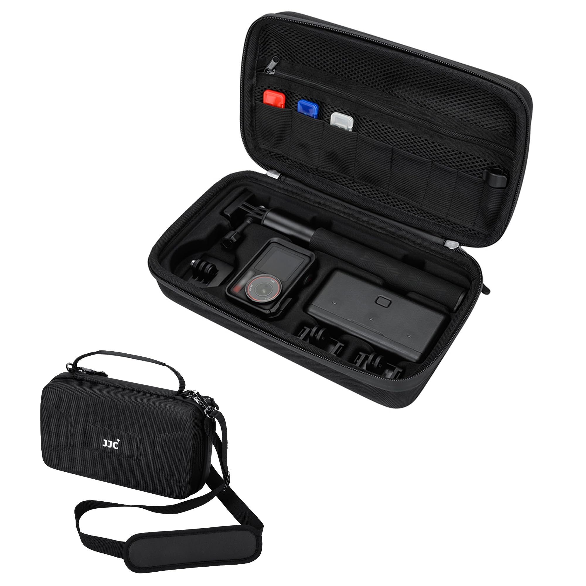 JJC Carrying Case Bag for DJI Osmo Action 5 Pro/Action 4/Action 3 Adventure Combo Travel Accessories, Hard Shell EVA Material, with Padded Neck Strap