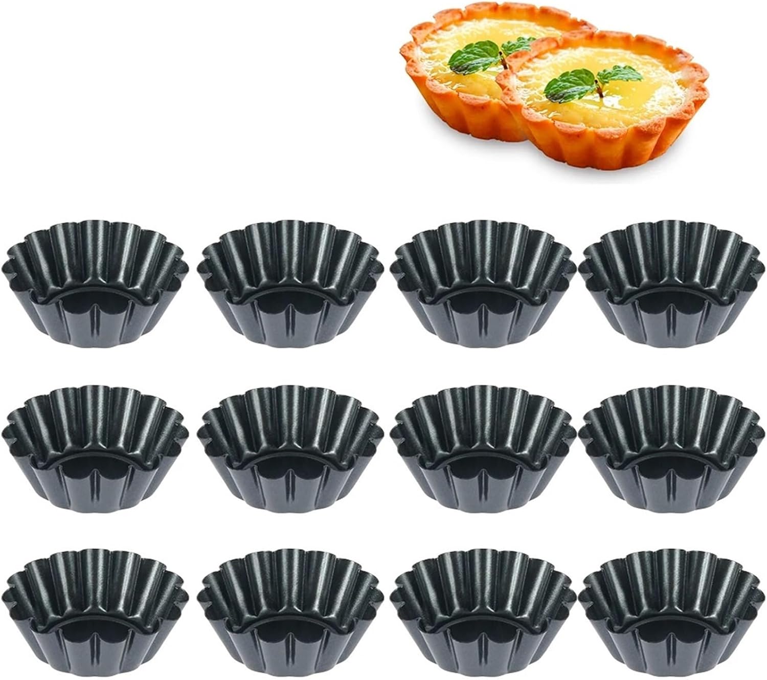 Aluminum Egg Tart Molds 24Pcs Pan Mold Tart Quiche Flan Cake Non-stick Pie Pizza Cupcake Egg Tartlet Baking Muffin Cup Bakeware