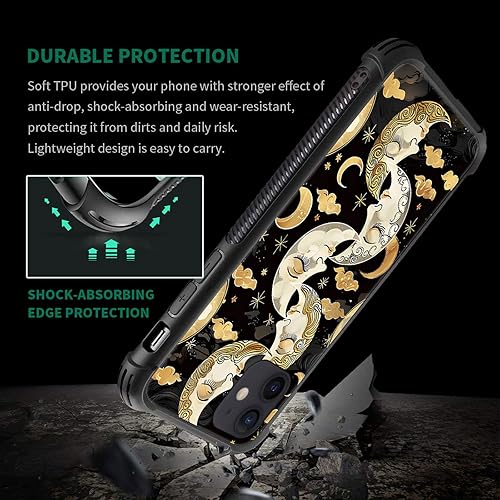 Vista 160 de Funda compatible con iPhone 12/12 Pro, funda de invasión de vaca alienígena OVNI, parte trasera de vidrio templado + funda protectora de silicona