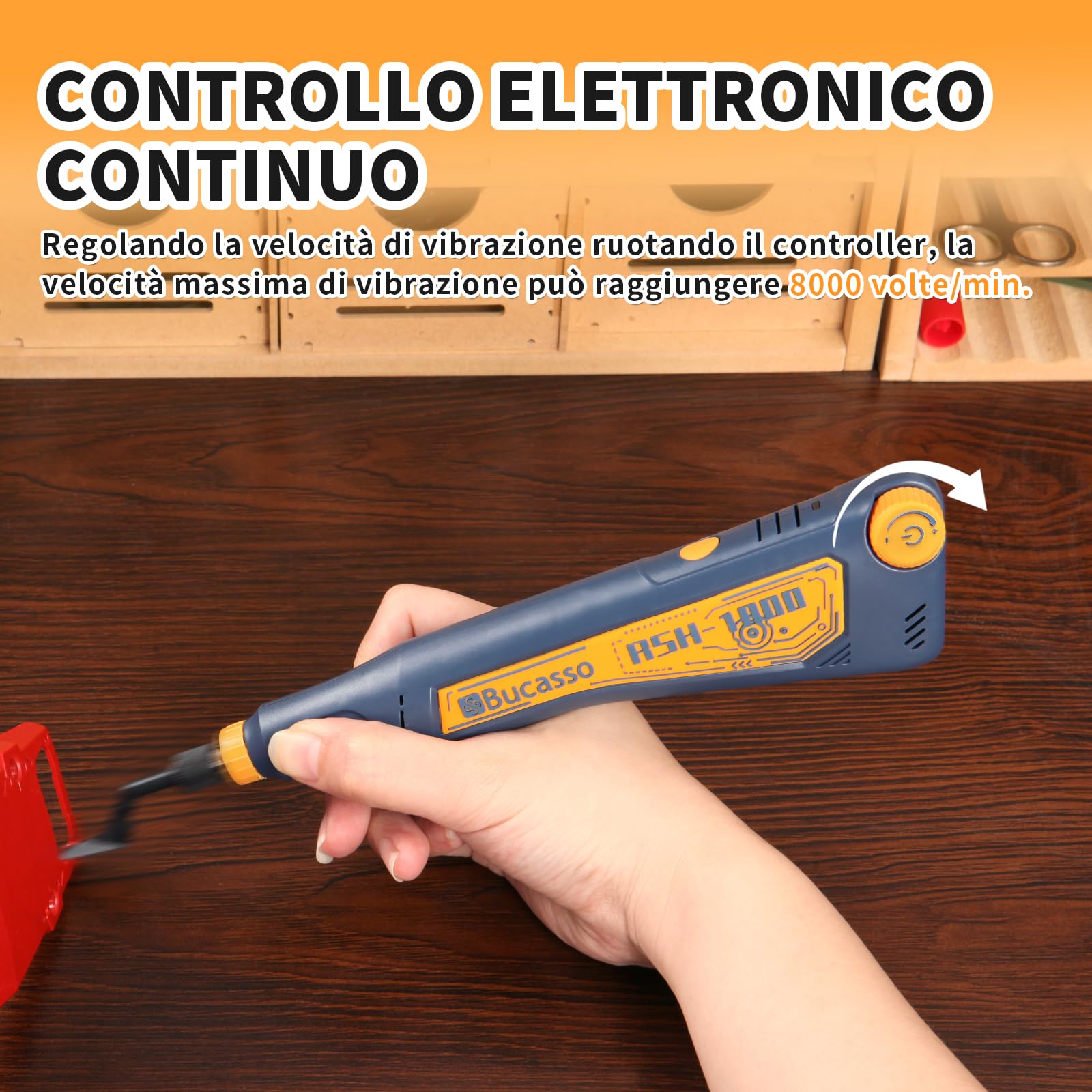 Levigatrice alternata, velocità variabile e ricarica USB con luce LED, levigatrice a penna con 6 testine di levigatura, adatta per levigatura, lucidatura, finitura, lavori fai da te (Blu)