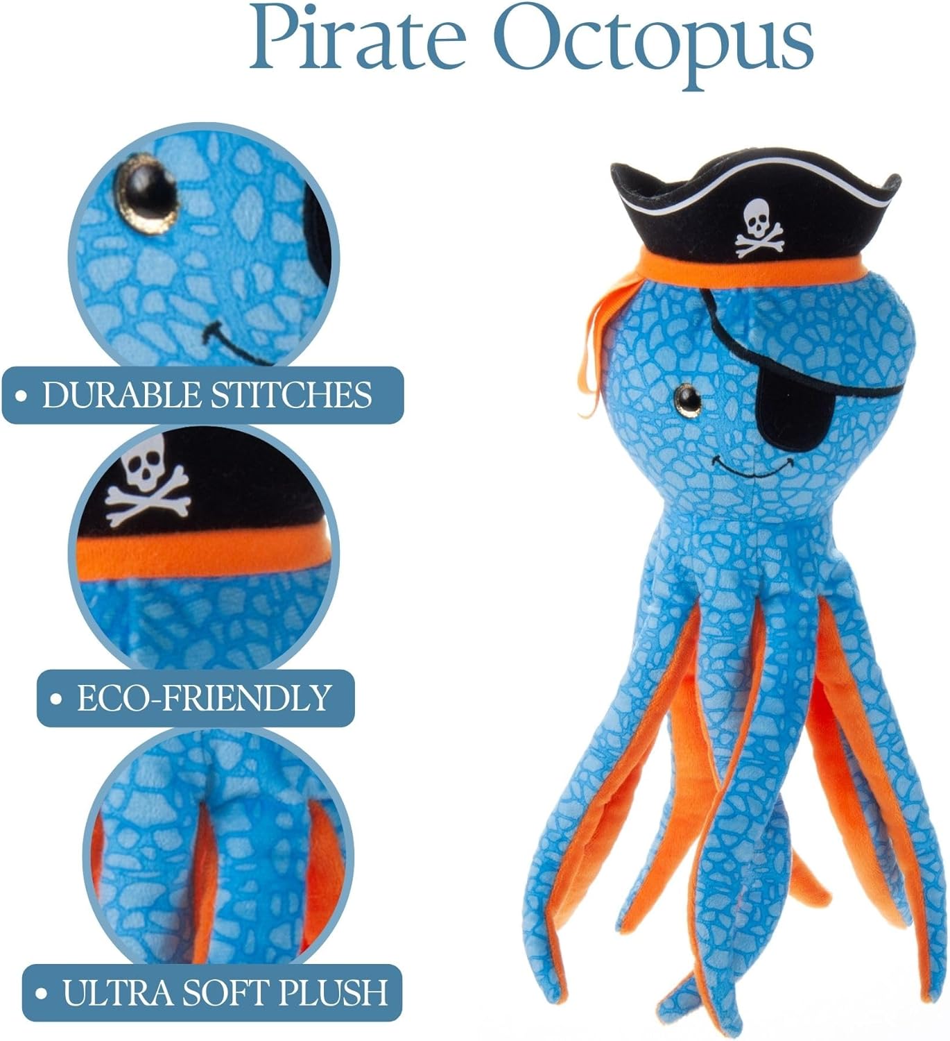 The Petting Zoo Octopus Stuffed Animal Plushie, Gifts for Kids, Pirate Animals, Pirate Octopus Plush Toy 15 inches - Image 6