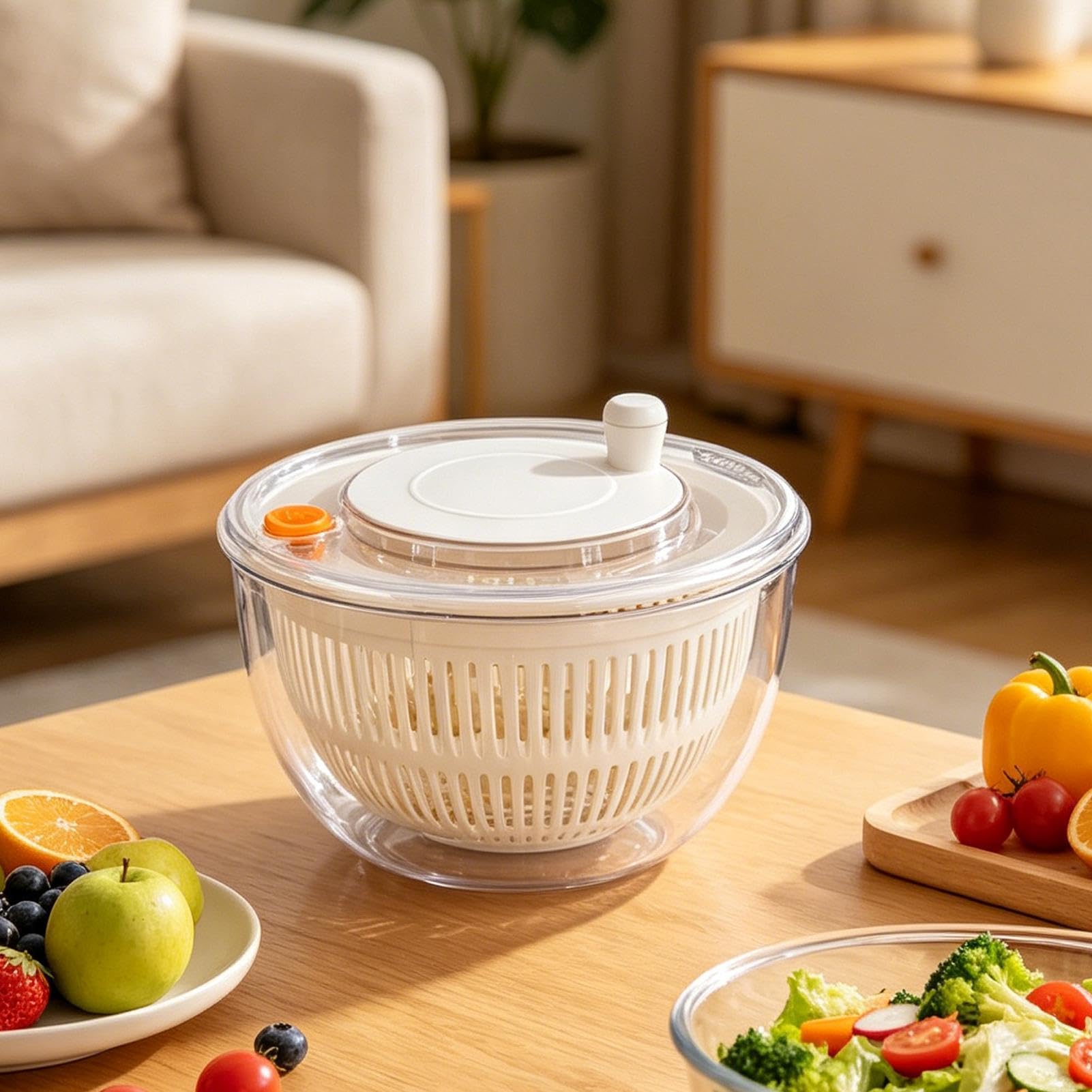 Secador de Verduras Accesorios de cocina antideslizantes gran capacidad | Limpiador de Ensaladas preparar comidas en casa viajes camping cenas comer sano adultos padres ocupados
