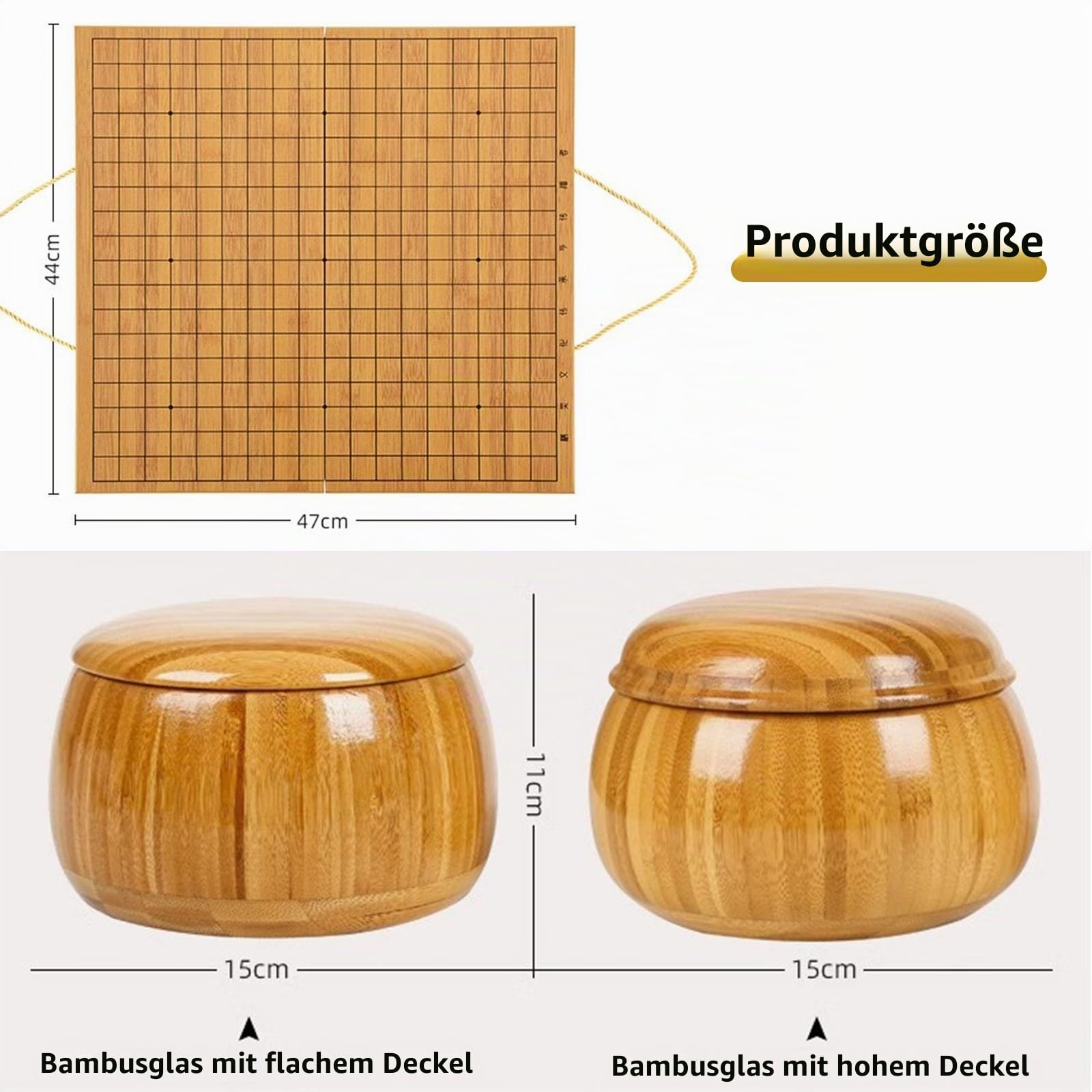 Premium Bamboo Go Set mit 361 Bakelit-Steinen und Schalen, wendbares wasserdichtes Design für Anfänger und zwei Spieler Gameplay (b,e)