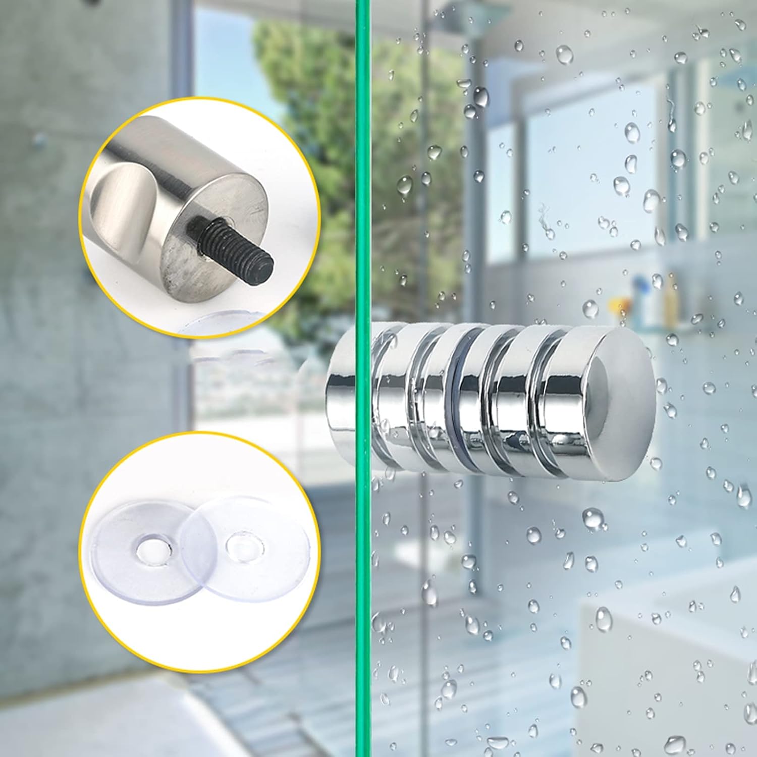 Paired Stainless Steel Knobs Shower Door Knobs, Bifold Door Handle, Wooden Door Interior Door Solid Single Hole Glass Door Pull Handle