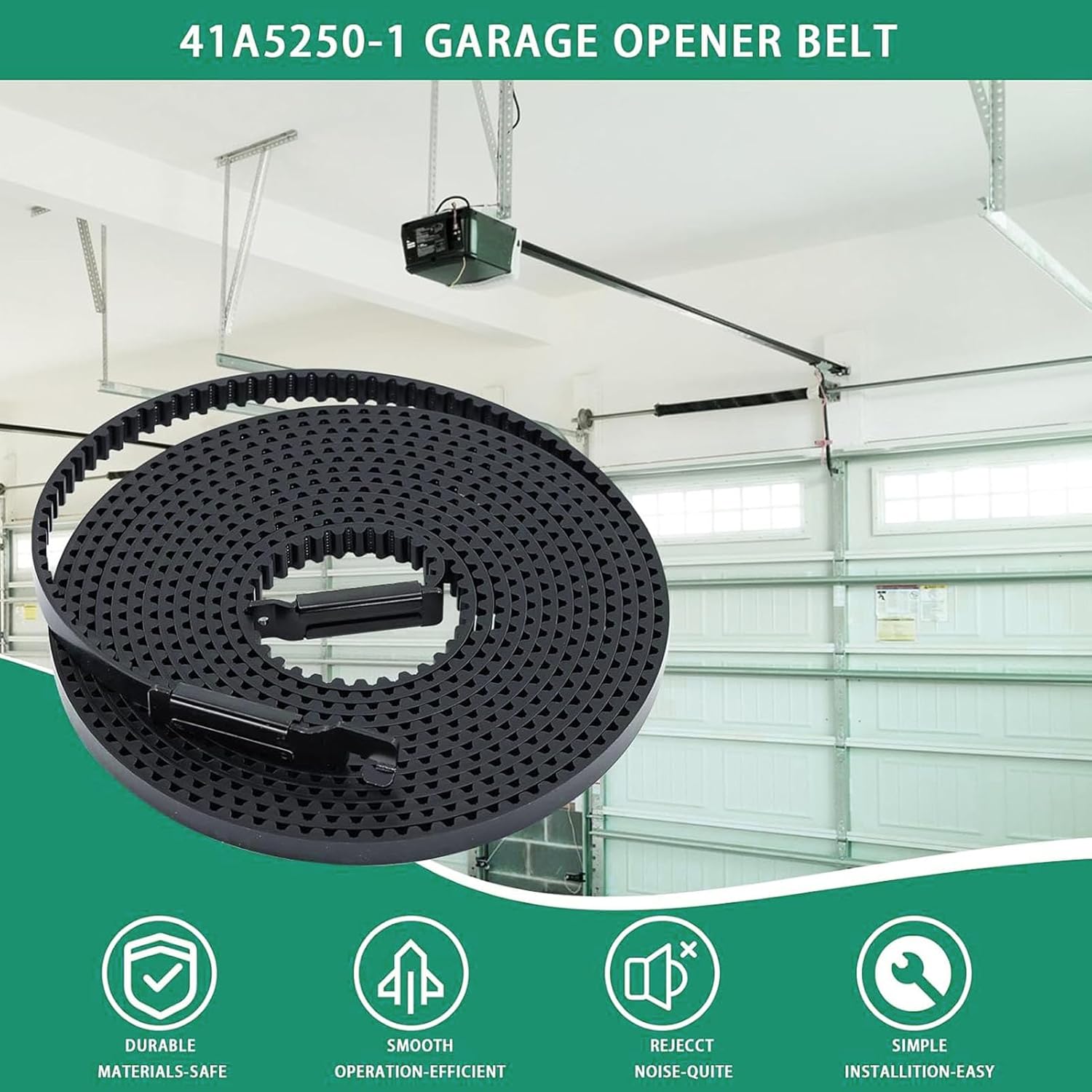 41A5250-1 Drive Belt, 8ft Garage Door Openers Belt with Grooves Every 6" for Chamberlain LiftMaster Sentex Garage Door Opener