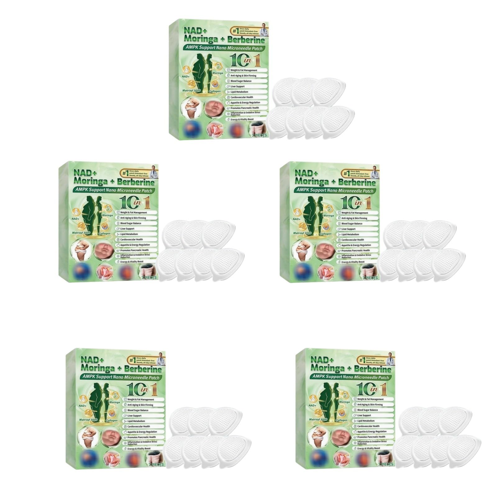 Plaster Moringa x Berberine 10 w 1, Nano Microneedle Odchudzająca naszywka, naturalne składniki, łatwa w aplikacji, niewidoczna pod ubraniem, idealna dla mężczyzn i kobiet