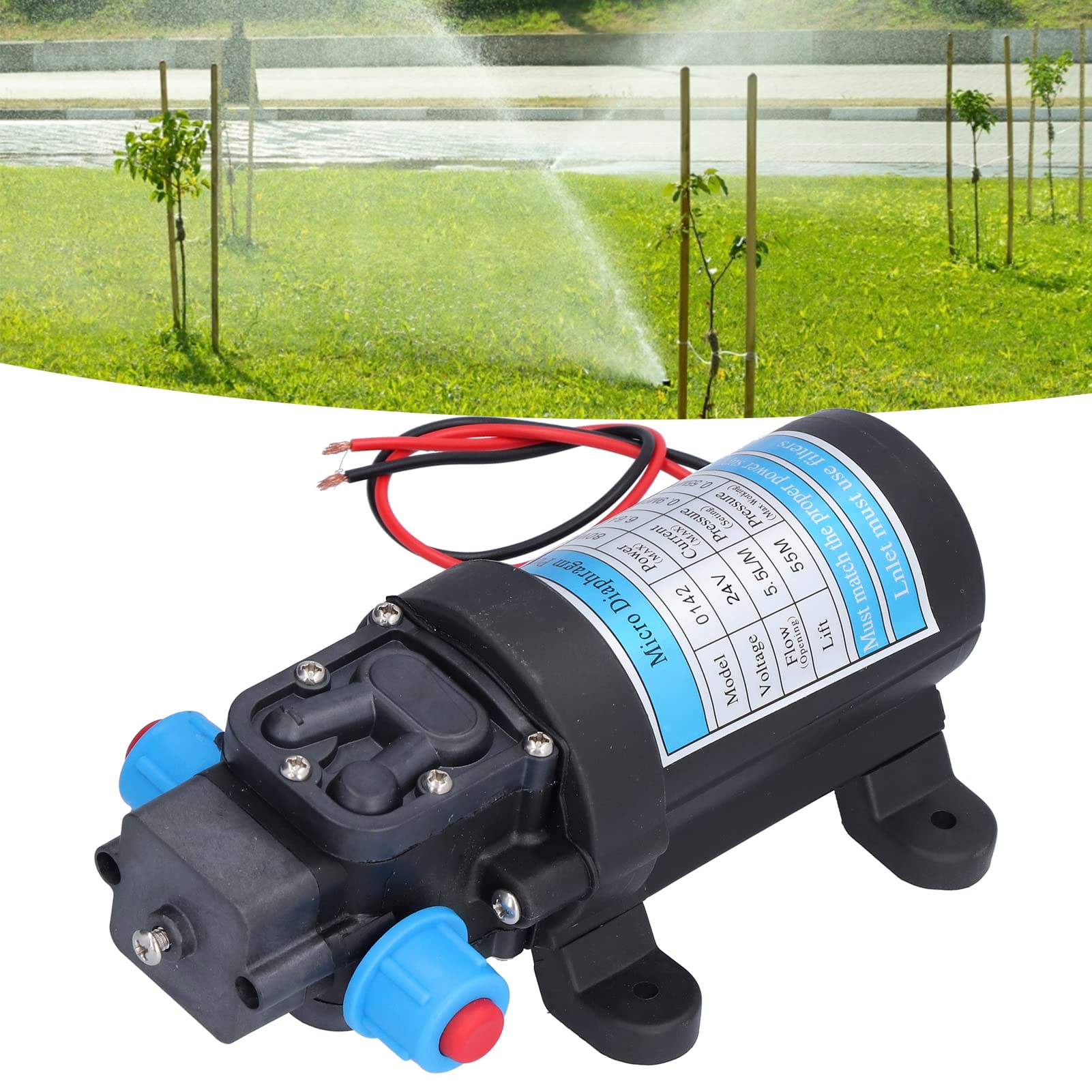 Pompe à Membrane Micro 5,5 L/min, Pompe à Membrane Haute Pression Auto-aspirante CC, Pompe à Membrane à Pression D'eau Douce(24V)