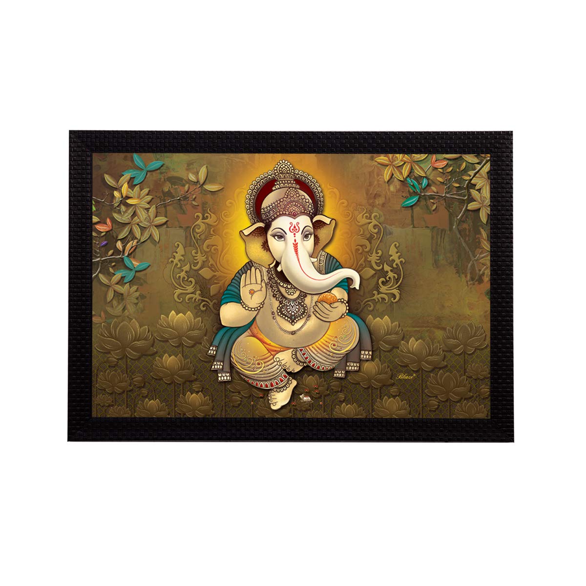 eCraftIndia 'Lord Ganesha' Satin Matt Texture UV Art Painting (Synthetic Wood, 27.94 cm x 35.56 cm, FPR2A6661)