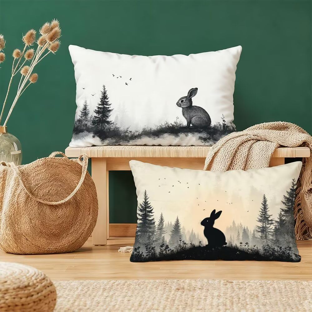 Housses de coussin 60x80cm noir et gris en velours rectangulaire
