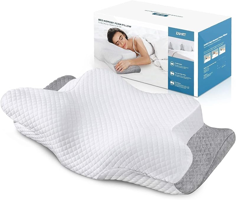 Almohada de espuma viscoelástica cervical ajustable, almohadas de cuello inodoras para aliviar el dolor, almohadas ortopédicas para dormir con funda de almohada refrescante, almohada de apoyo ergonómica para estómago, espalda, persona que duerme de lado