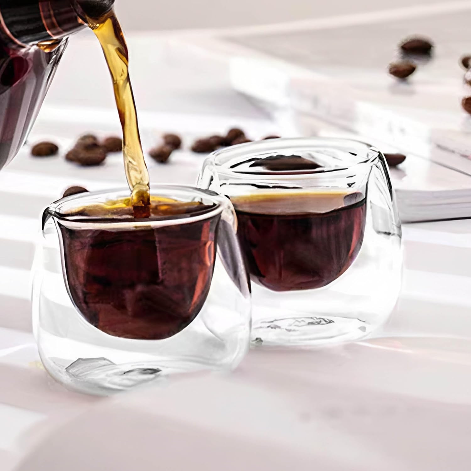 2oz Double Walled Espresso Glasses Espresso Cups,Espresso Double Wall Thermal Glasses,Double Walled Drinking Glass for Hot and Cold Liquids, Whiskey, Bourbon, Vodka, and Scotch (Set of 2)