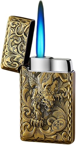 Miniatura 1 de Encendedores de butano fresco, textura vintage, diseño novedoso, recargable y ajustable, encendedor a prueba de viento para hombres (sin gas)