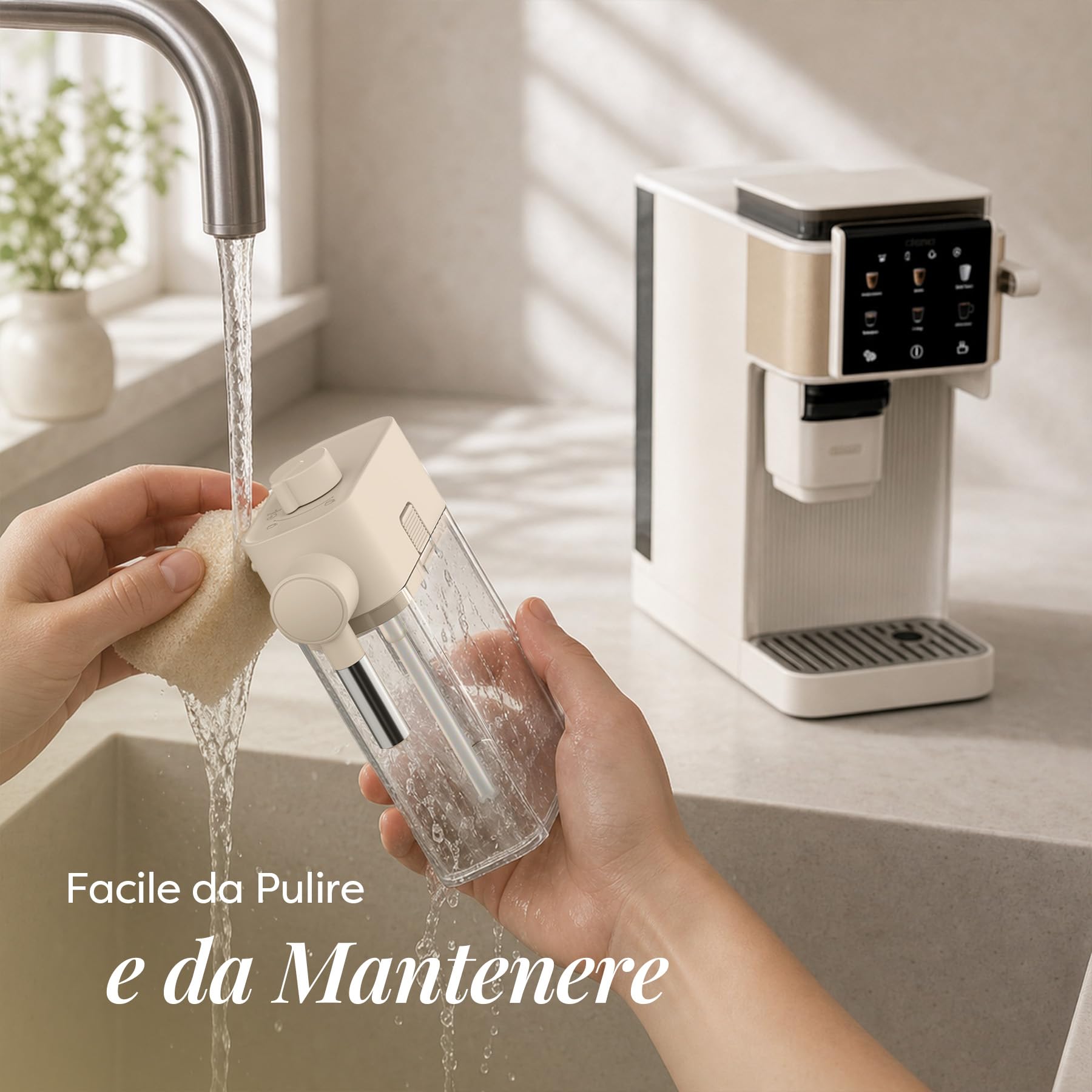 CIARRA CBSACM-D6 Macchina Caffè Espresso 15Bar con Macinacaffè e Montalatte | 1400W, Montalatte per Cappuccino e Latte, Caffè in Grani, Compatta, Decalcificazione Semiautomatica