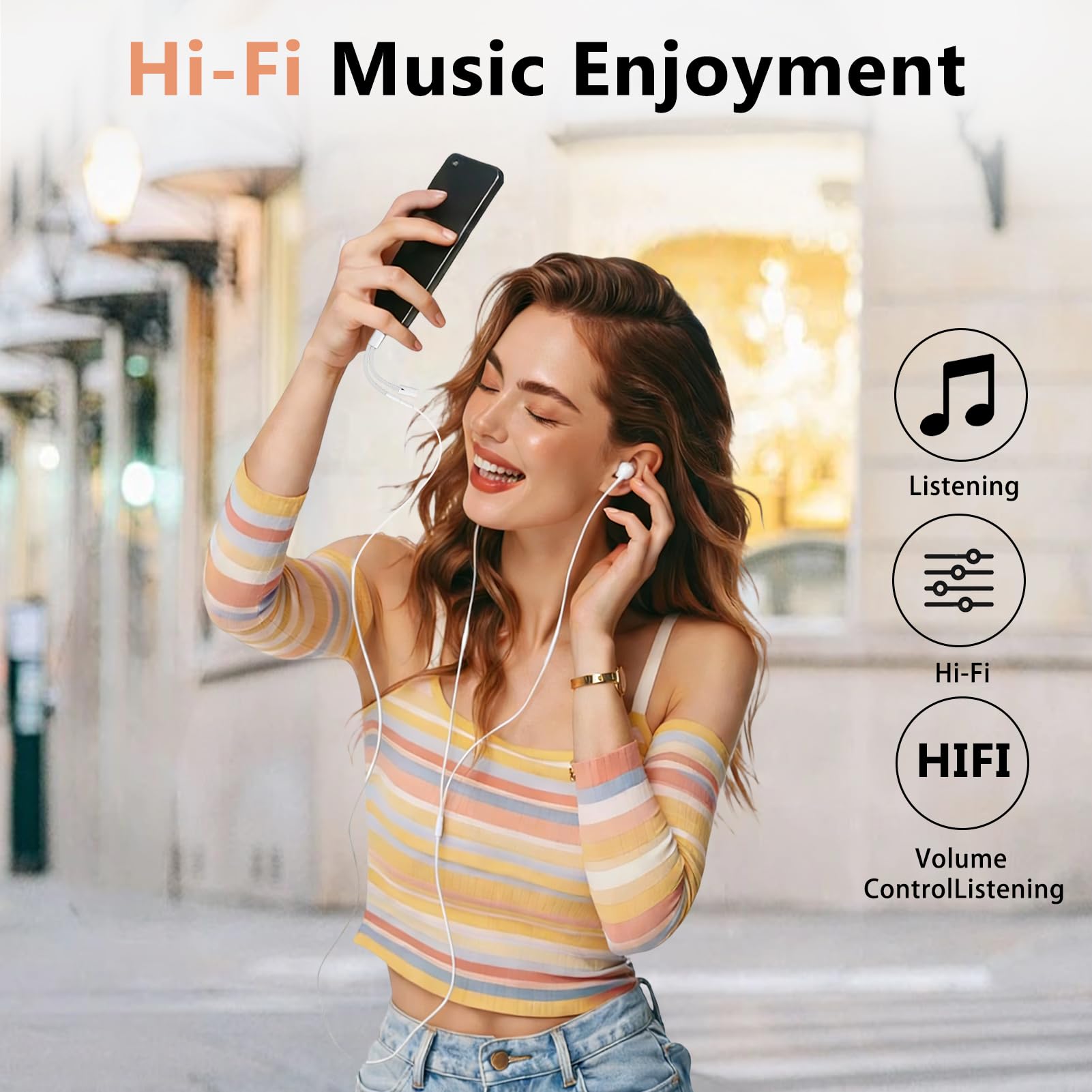 KikoSaka USB C auf 3,5 mm Audio-Adapter, 2-in-1 USBC auf Kopfhöreranschluss, Adapter mit PD-Schnelllade-Dongle-Kabel, Typ C auf Aux, für iPhone 16, iPhone 15, Galaxy
