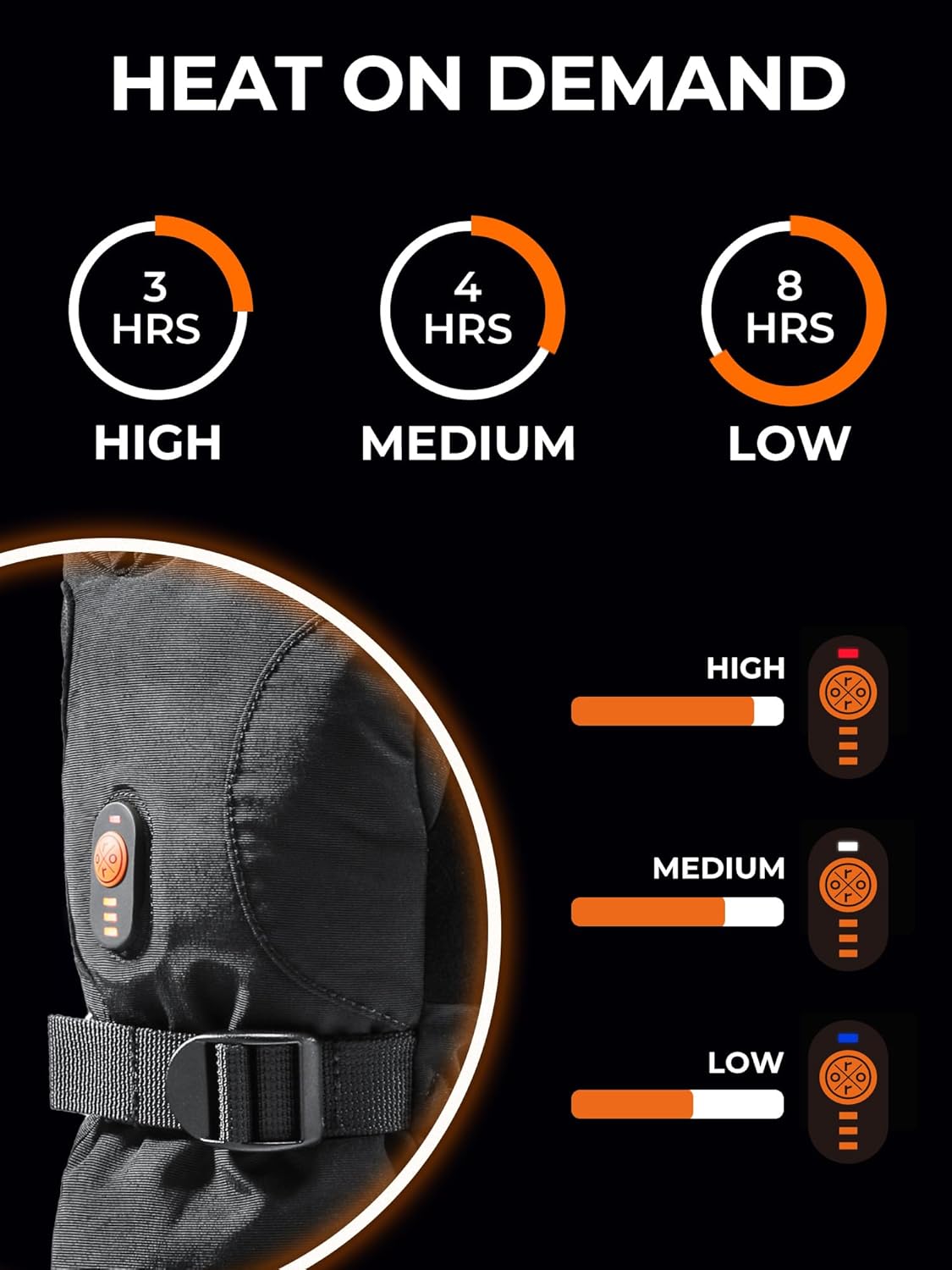 ORORO Heated Gloves for Men and Women, Electric Gloves for Hiking, Skiing, Motorcycle with Battery